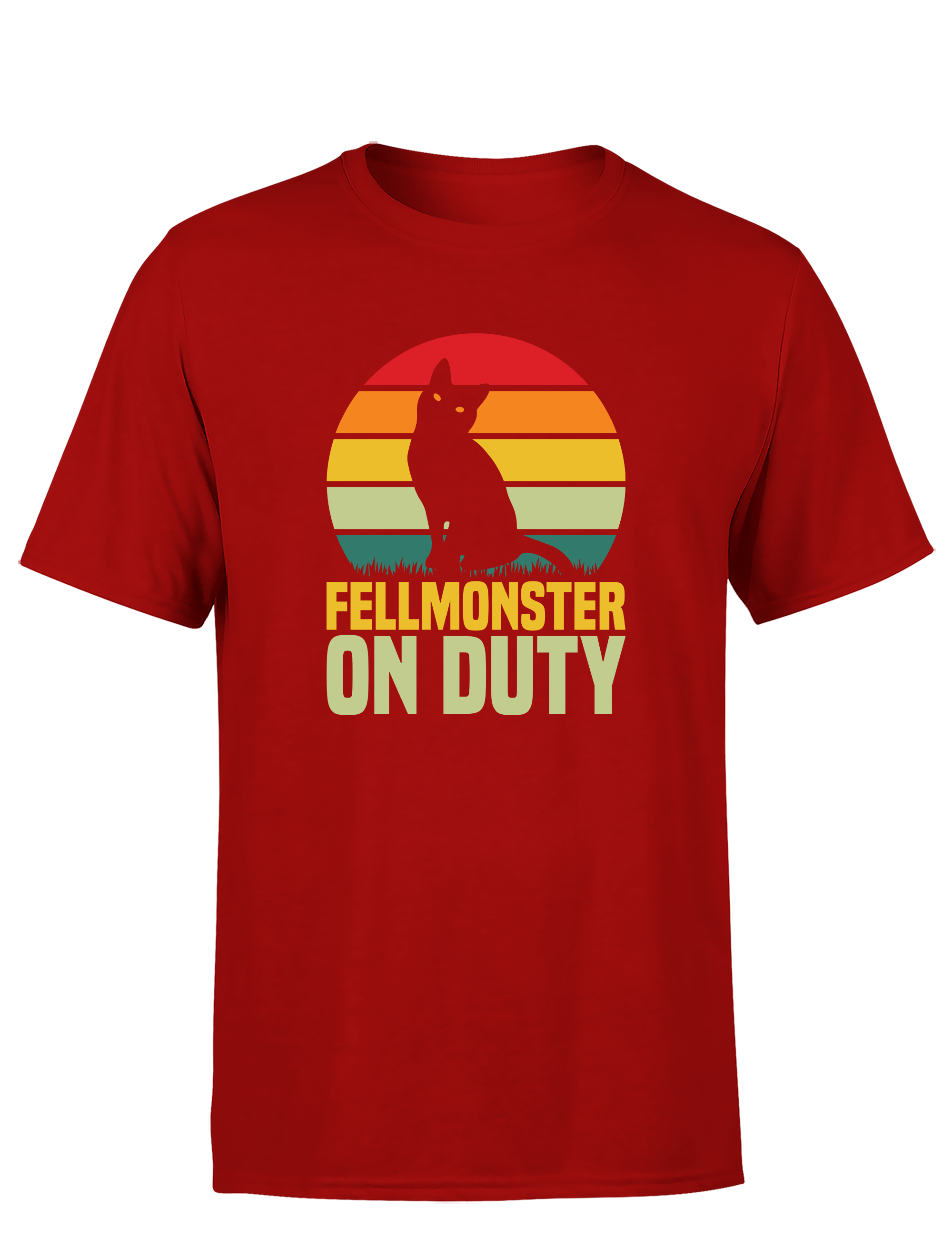 Fellmonster on Duty – Herren T-Shirt im Retro Stil | Lustiges Shirt für Katzenliebhaber, Alltag, Freizeit & Geschenkidee