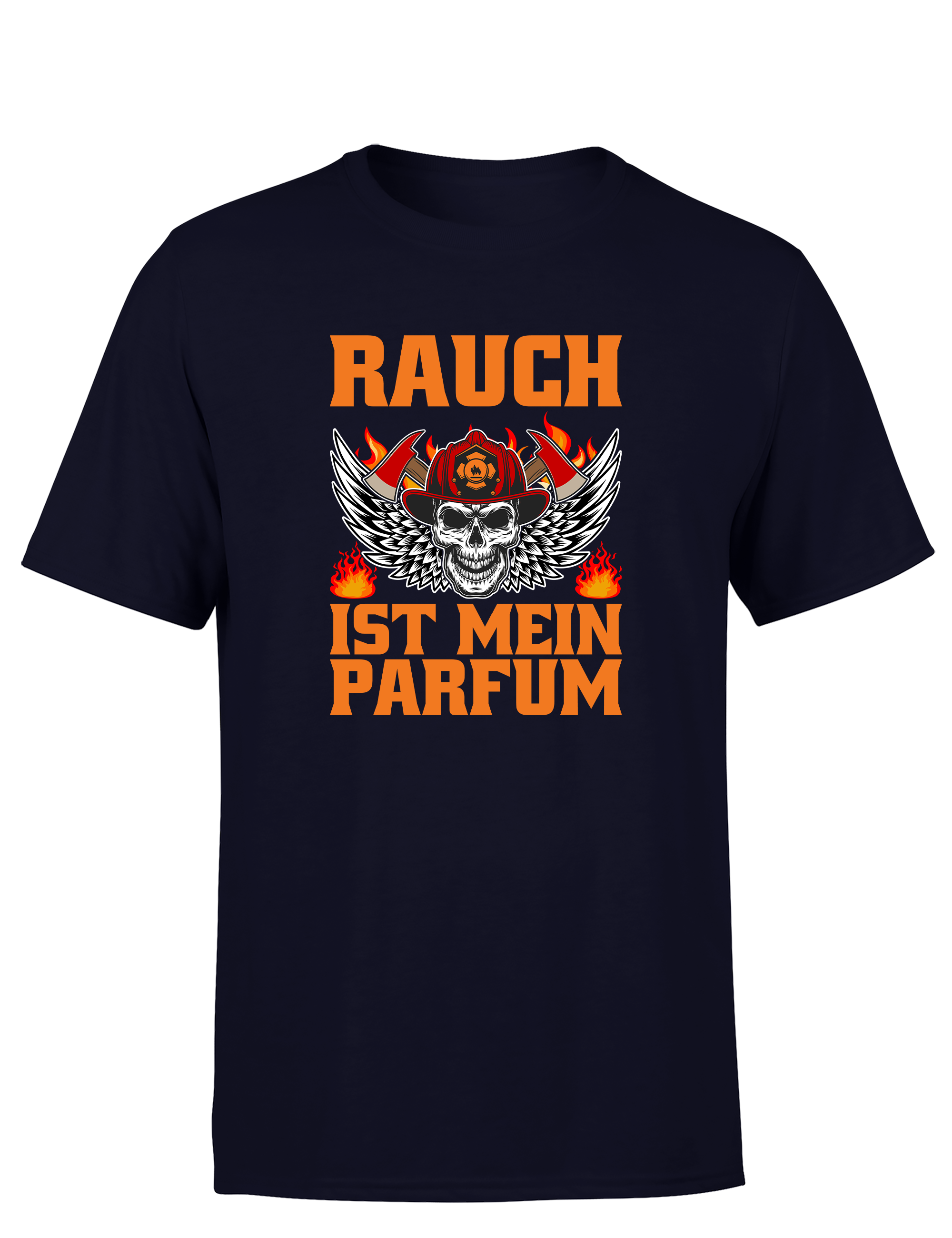 Herren T-Shirt Rauch ist mein Parfum | Lustiges Feuerwehr Shirt mit Totenkopf