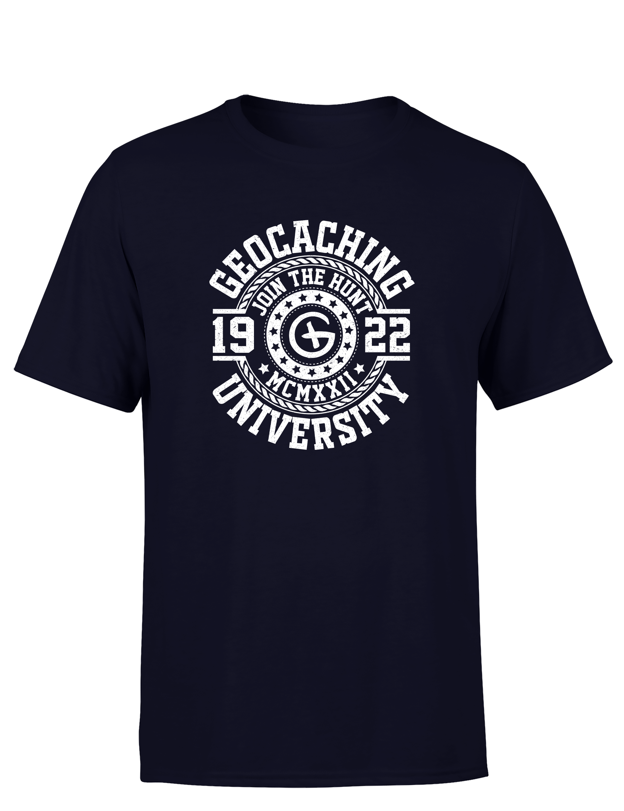Geocaching University – Herren T-Shirt im Retro College Stil | Lustiges Geocacher Shirt für Schatzsucher & Outdoor-Fans