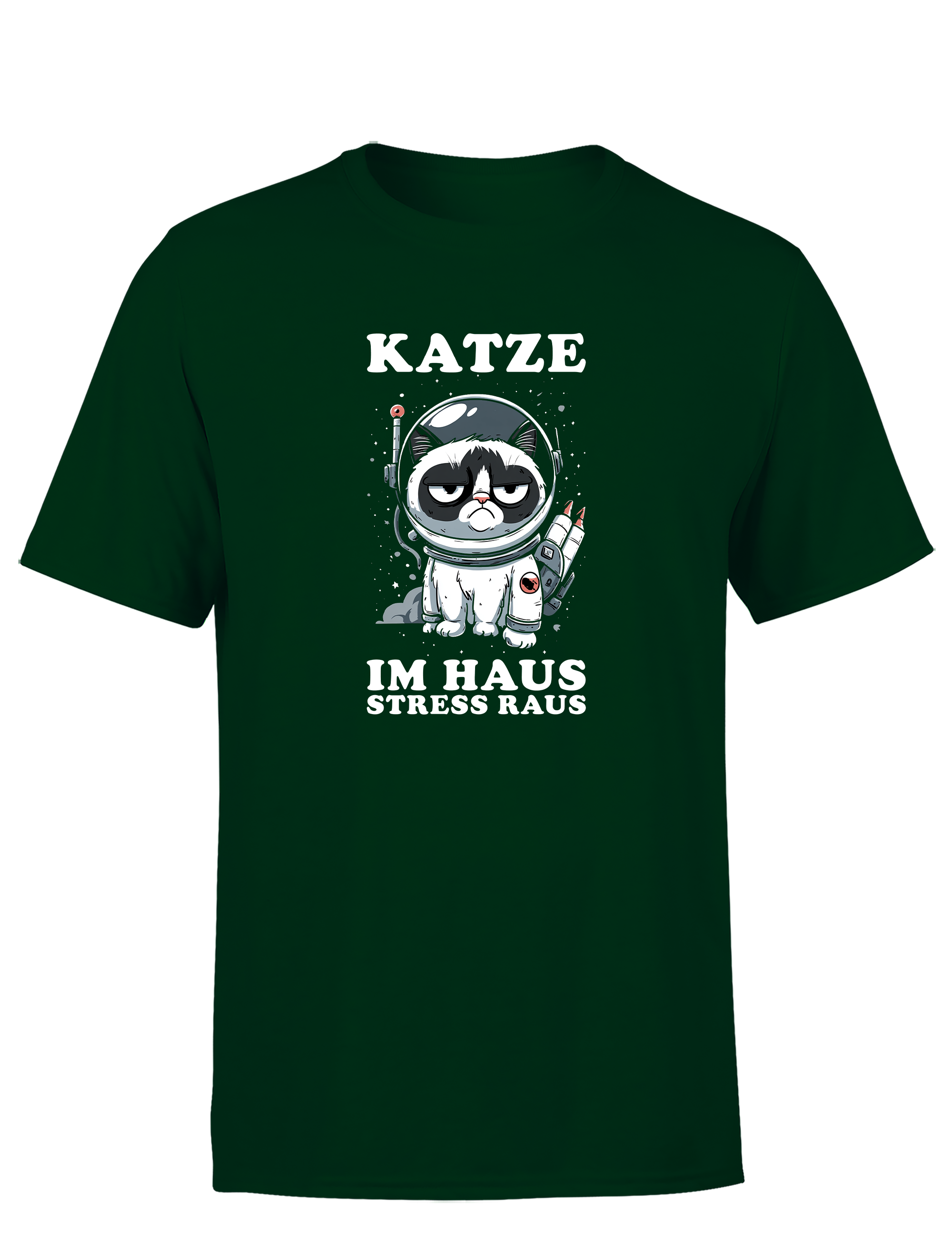 Katze im Haus, Stress raus – Herren T-Shirt im Retro Stil | Perfektes Männer Shirt für Katzenliebhaber, Alltag, Freizeit & Geschenkidee