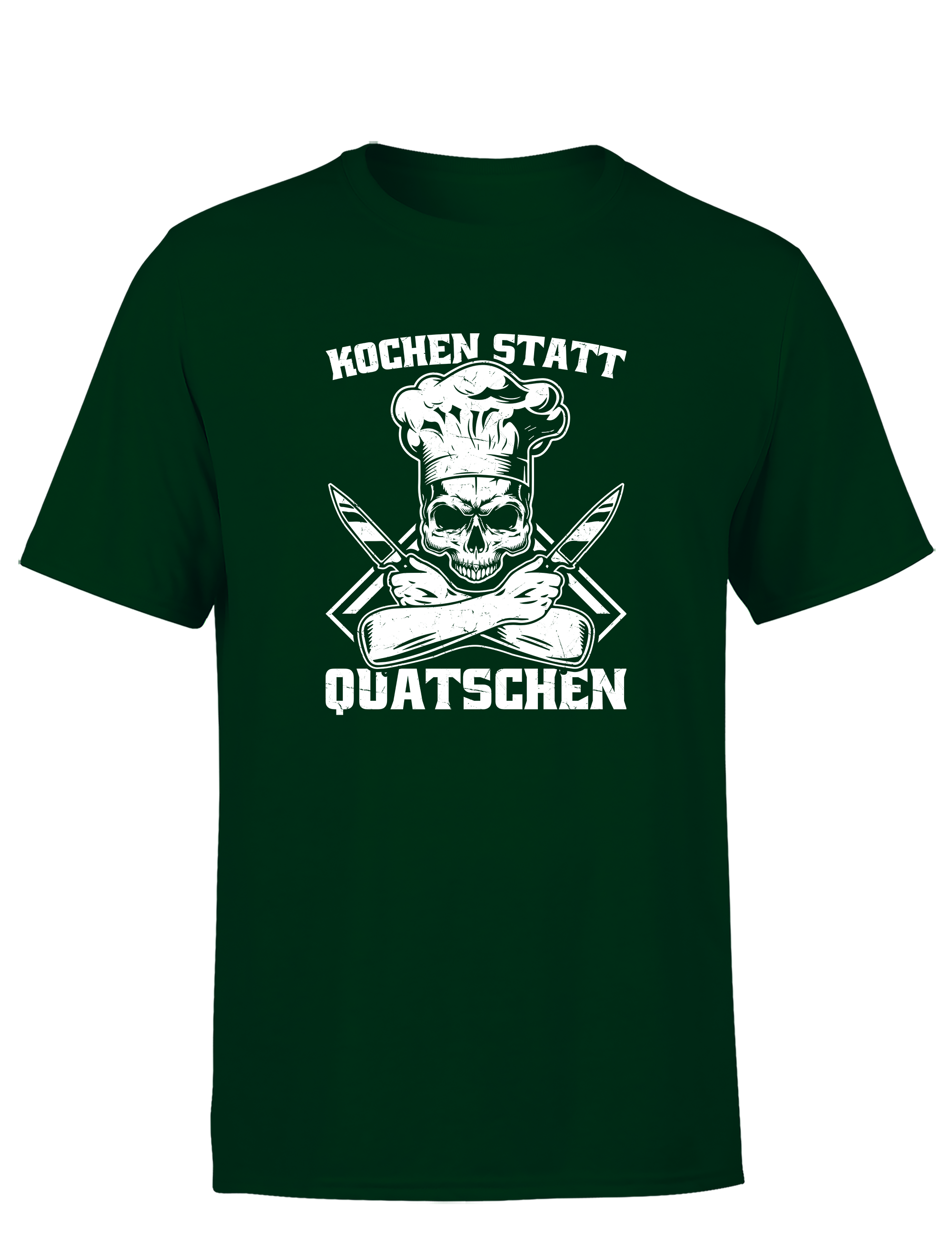 Herren T-Shirt „Kochen statt Quatschen“ | Lustiges Koch Shirt mit Skull & Messer Motiv