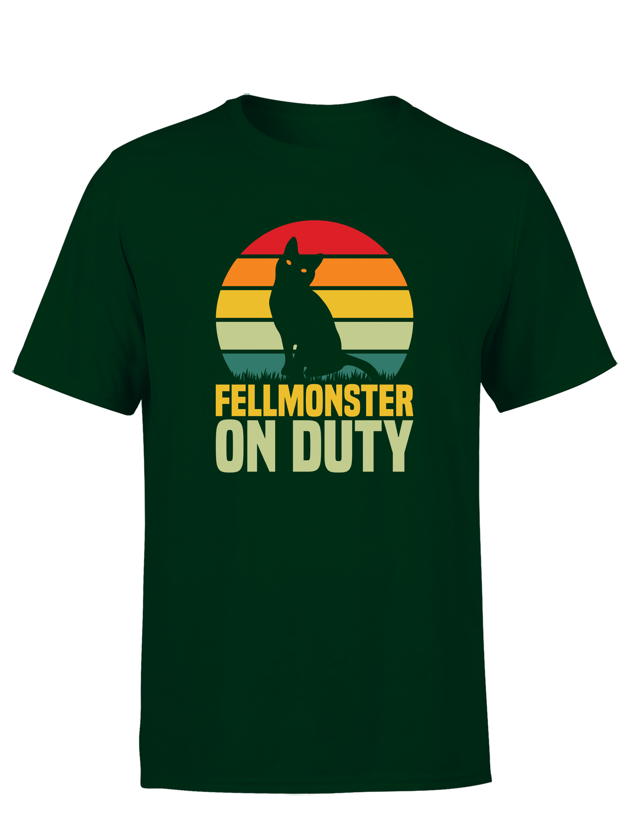 Fellmonster on Duty – Herren T-Shirt im Retro Stil | Lustiges Shirt für Katzenliebhaber, Alltag, Freizeit & Geschenkidee