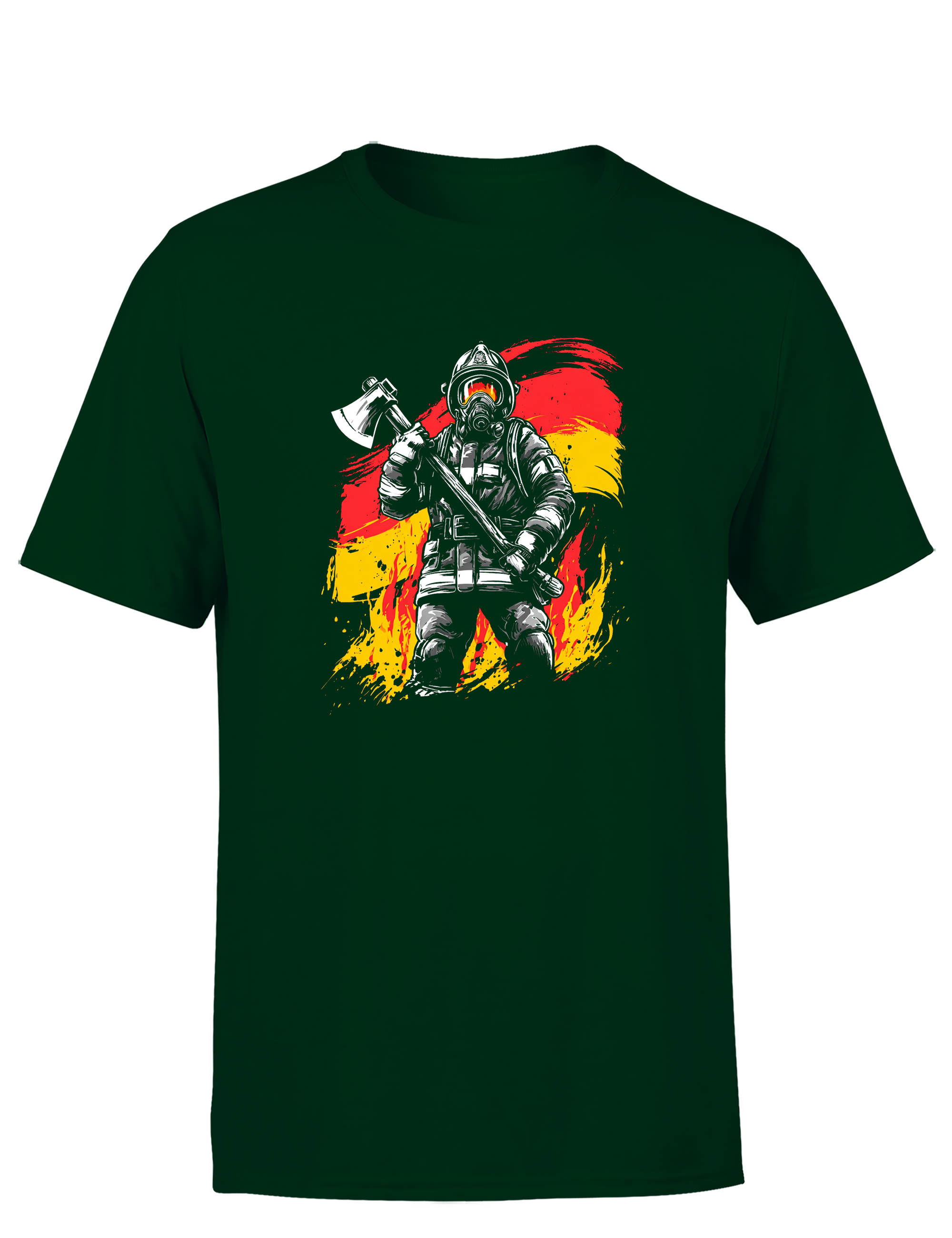 Herren T-Shirt Feuerwehrmann mit Axt | Deutsches Feuerwehr Shirt mit Flagge