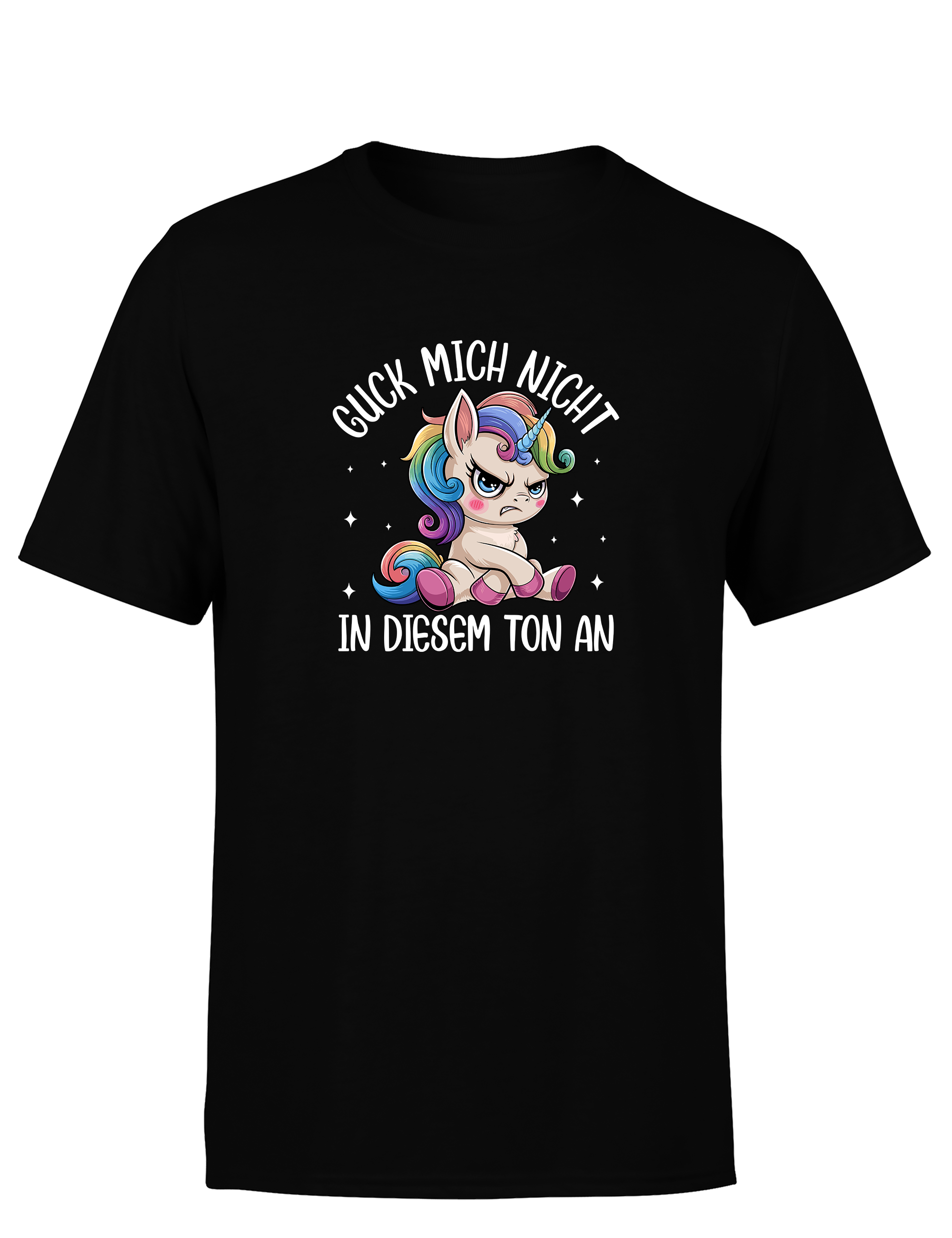 Lustiges Herren T-Shirt „Guck mich nicht in diesem Ton an“ | Sarkastisches Einhorn Shirt für Männer