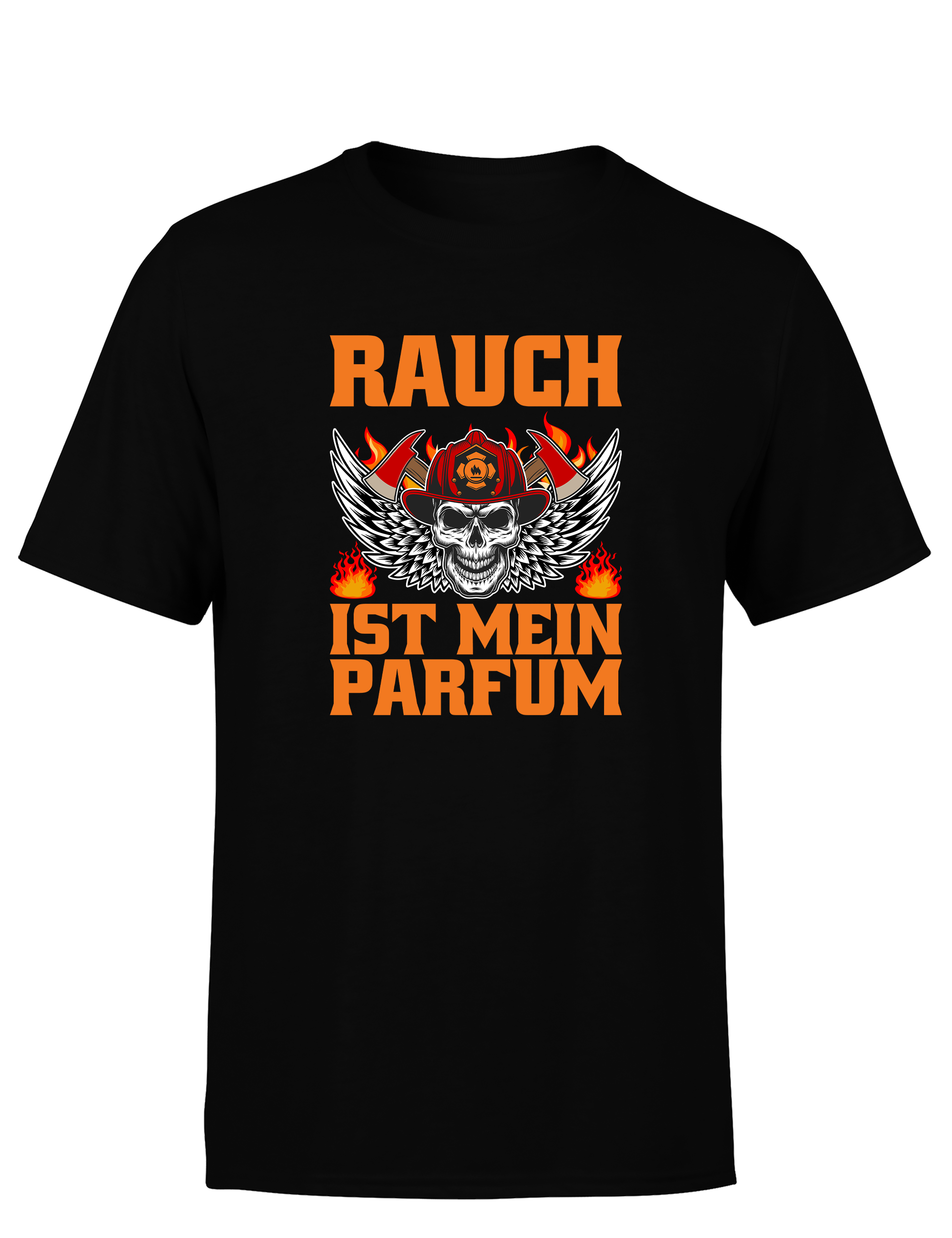 Herren T-Shirt Rauch ist mein Parfum | Lustiges Feuerwehr Shirt mit Totenkopf