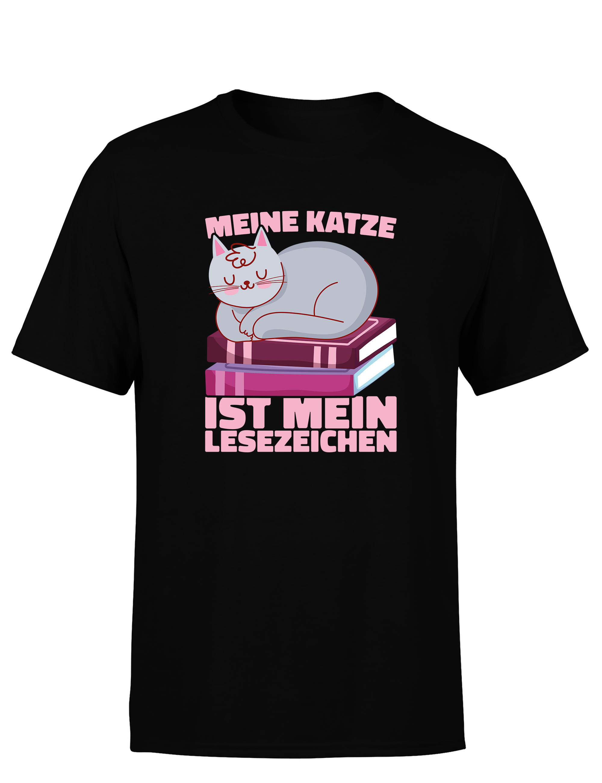 Meine Katze ist mein Lesezeichen – Herren T-Shirt im Retro Stil | Perfektes Shirt für Katzenliebhaber, Leseratten & Geschenkidee