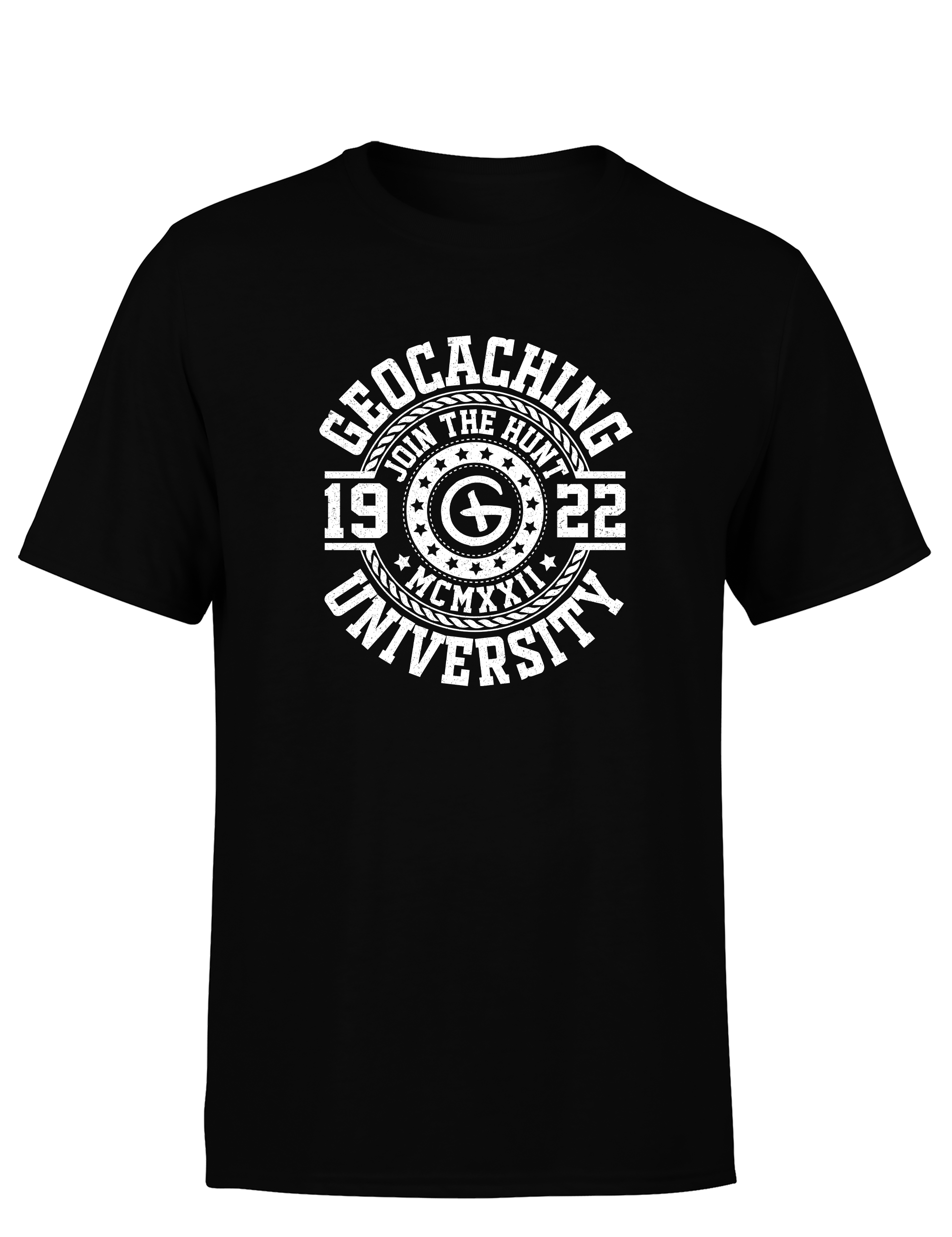 Geocaching University – Herren T-Shirt im Retro College Stil | Lustiges Geocacher Shirt für Schatzsucher & Outdoor-Fans