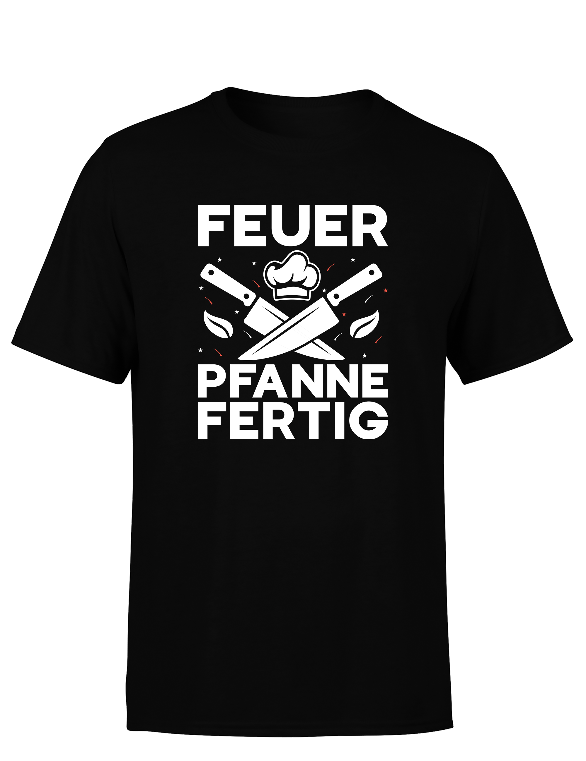 Herren T-Shirt „Feuer Pfanne Fertig“ | Lustiges Koch Shirt für Männer & Grillfans
