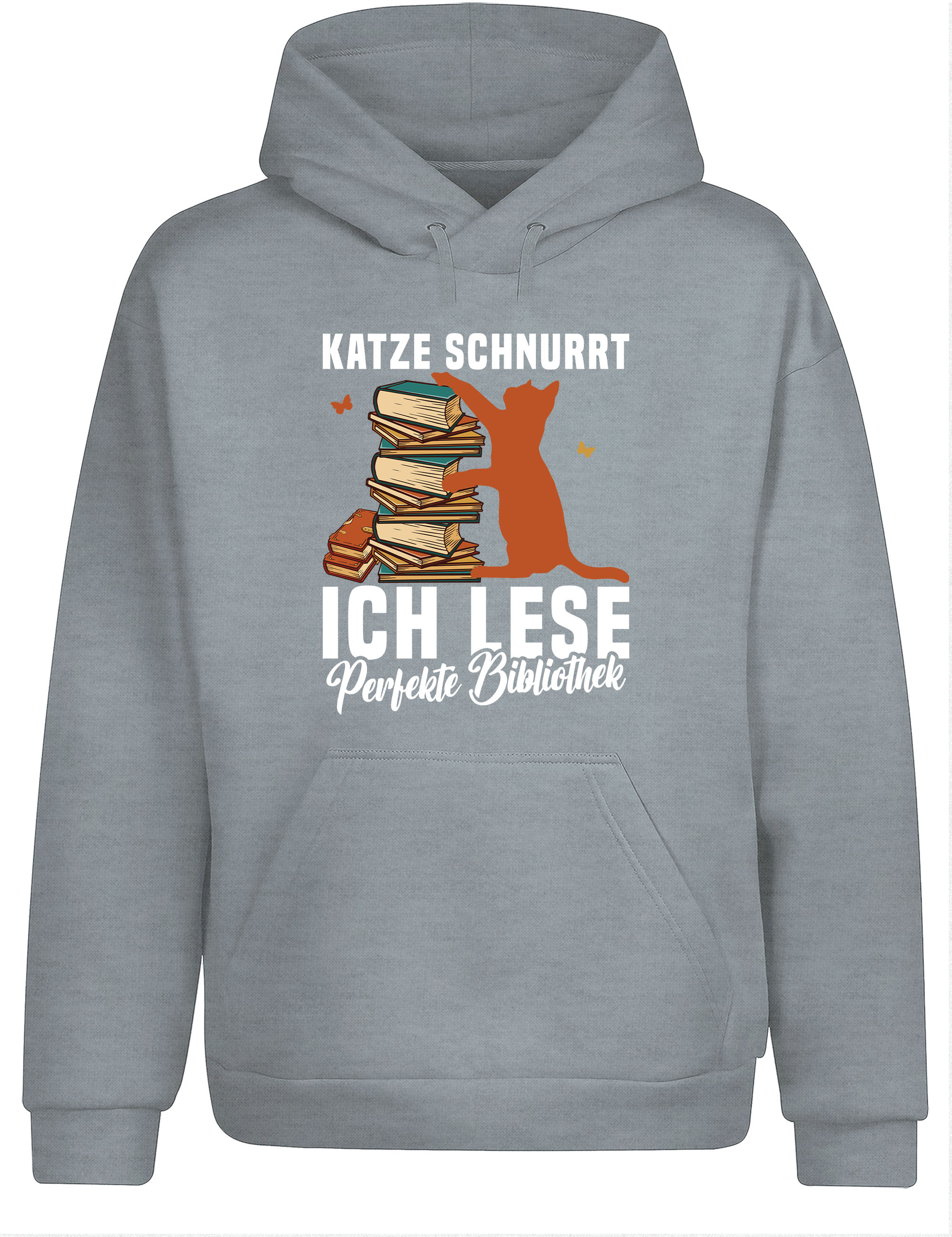 Katze schnurrt, ich lese – perfekte Bibliothek | Hoodie im Retro-Stil für Katzenfreunde, Bücherwürmer, Freizeit & Geschenkidee