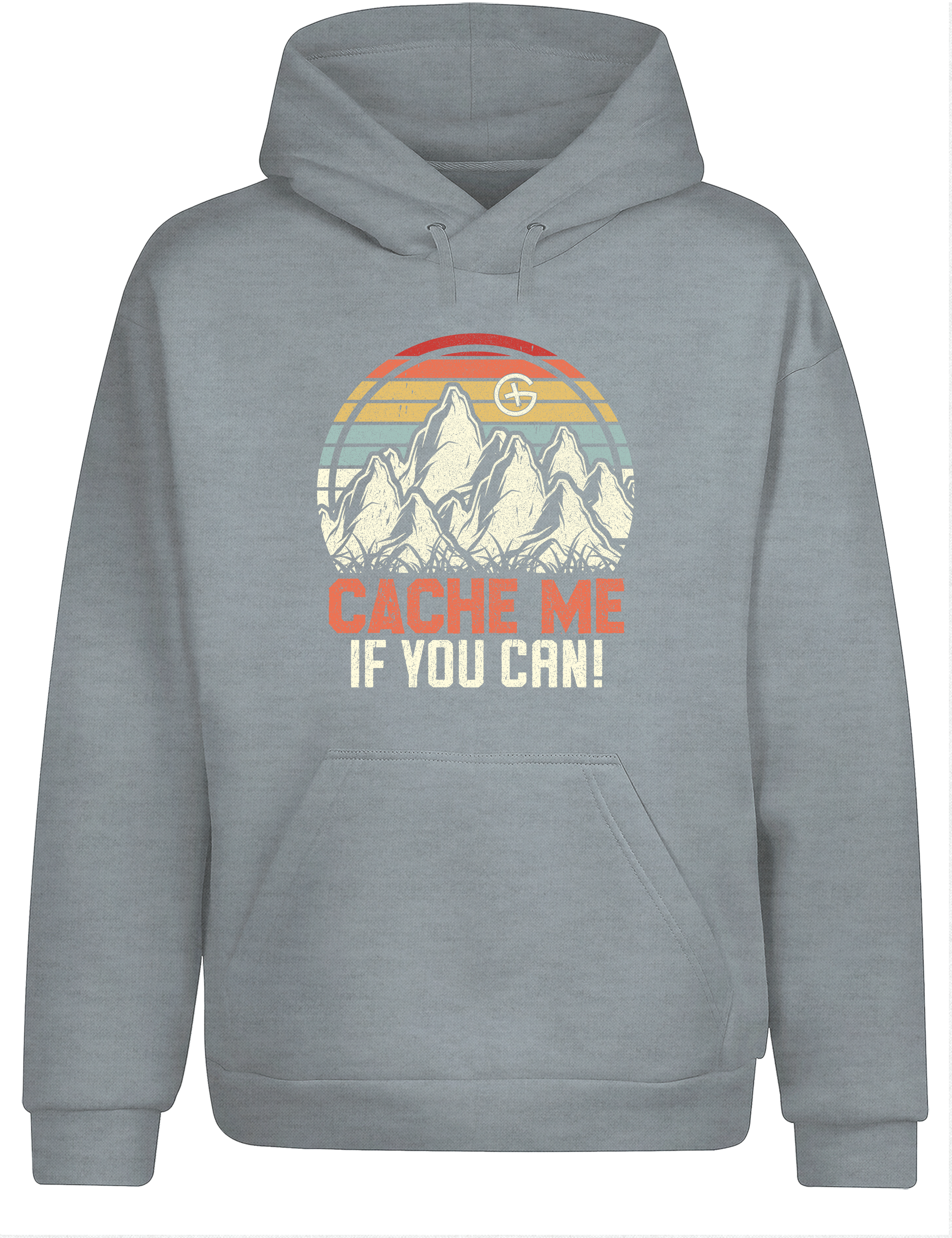 Cache Me If You Can! – Geocaching Hoodie im Retro Look | Warmer Kapuzenpullover für Geocacher & Schatzsucher