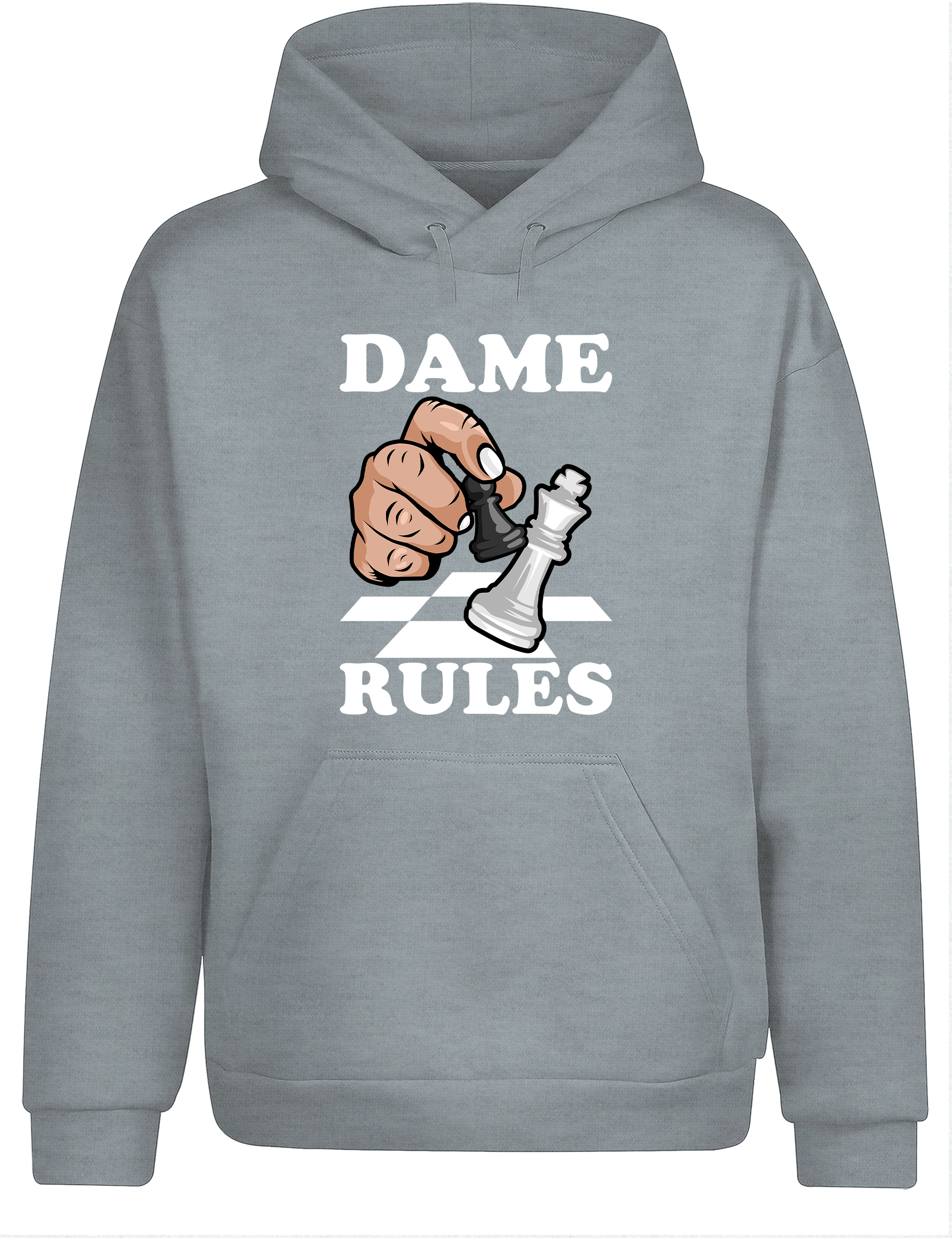 Dame Rules – Hoodie im Retro-Stil | Perfekter Kapuzenpullover für Schachspieler, Turniere, Freizeit & als Geschenkidee