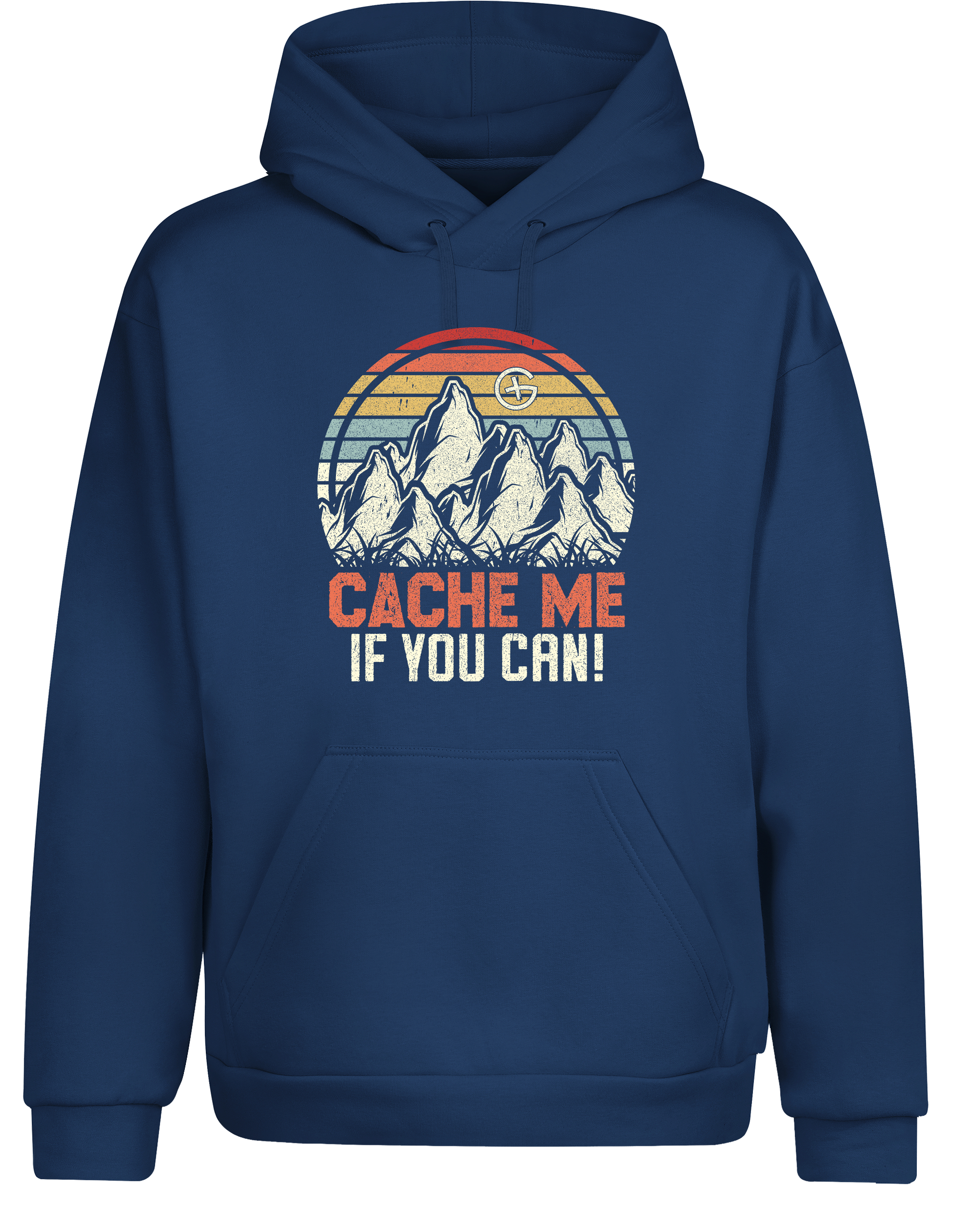 Cache Me If You Can! – Geocaching Hoodie im Retro Look | Warmer Kapuzenpullover für Geocacher & Schatzsucher
