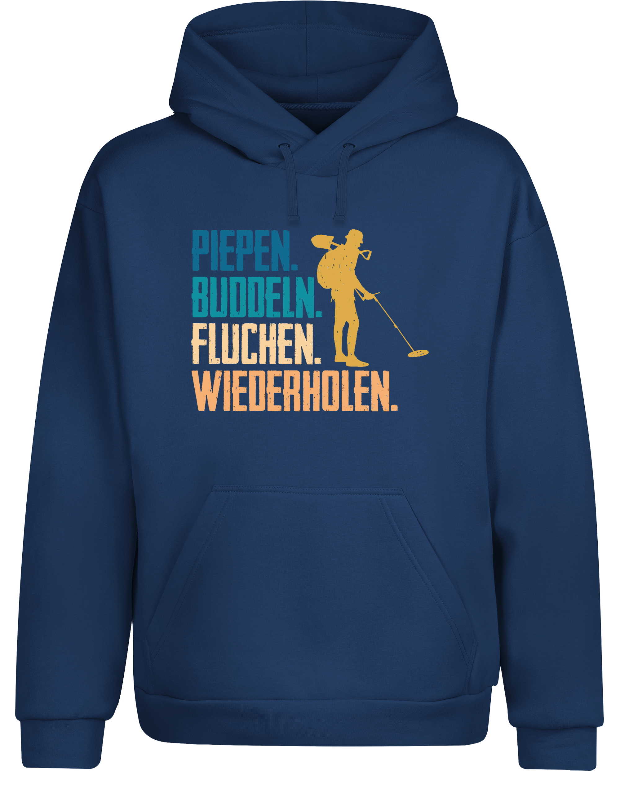 Piepen, buddeln, fluchen, wiederholen – Hoodie im Retro Stil | Lustiger Kapuzenpullover für Sondler, Hobby & Freizeit