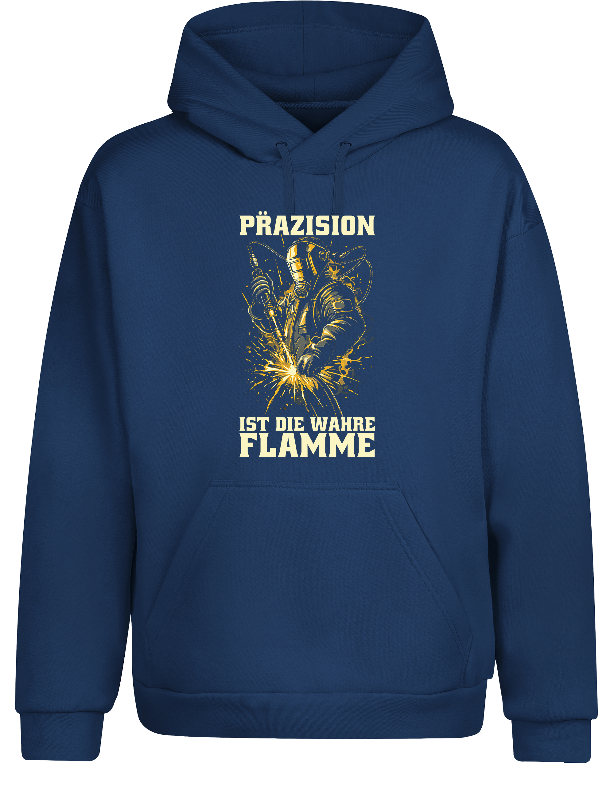 Präzision ist die wahre Flamme – Hoodie im Retro Stil | Lustiger Kapuzenpullover für Schweißer, Metallbauer & Handwerker