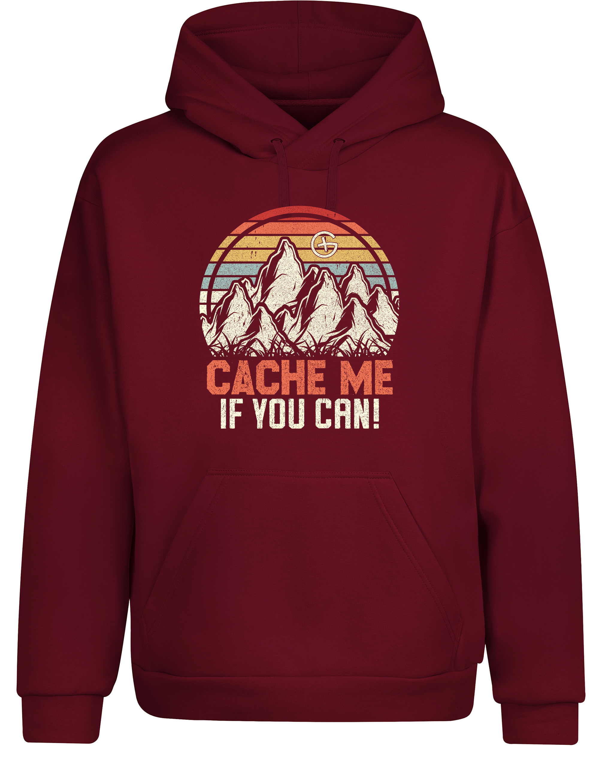 Cache Me If You Can! – Geocaching Hoodie im Retro Look | Warmer Kapuzenpullover für Geocacher & Schatzsucher