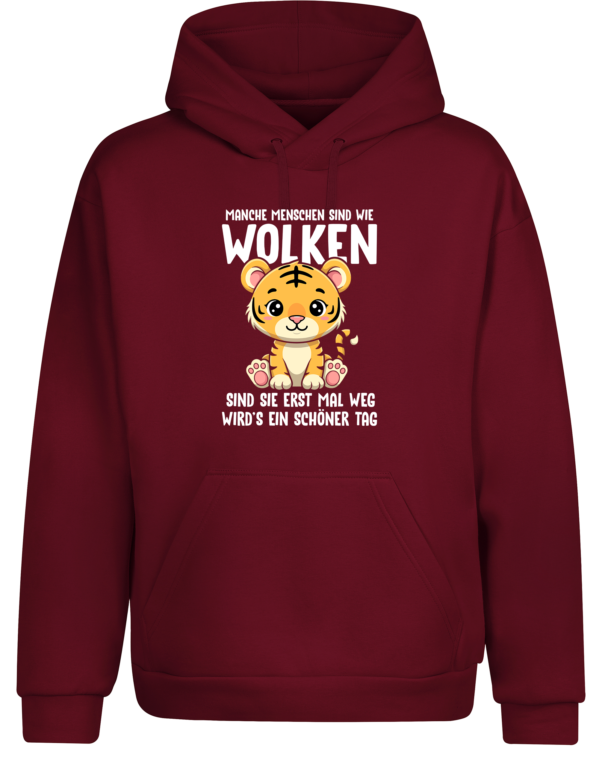 Lustiger Hoodie „Manche Menschen sind wie Wolken“ | Cozy Kapuzenpullover mit Tiger & Sarkasmus