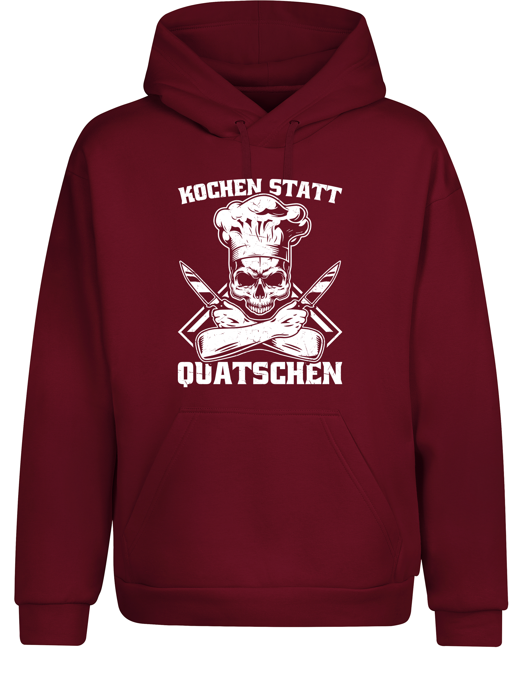 Unisex Hoodie „Kochen statt Quatschen“ | Lustiger Koch Hoodie mit Skull Design