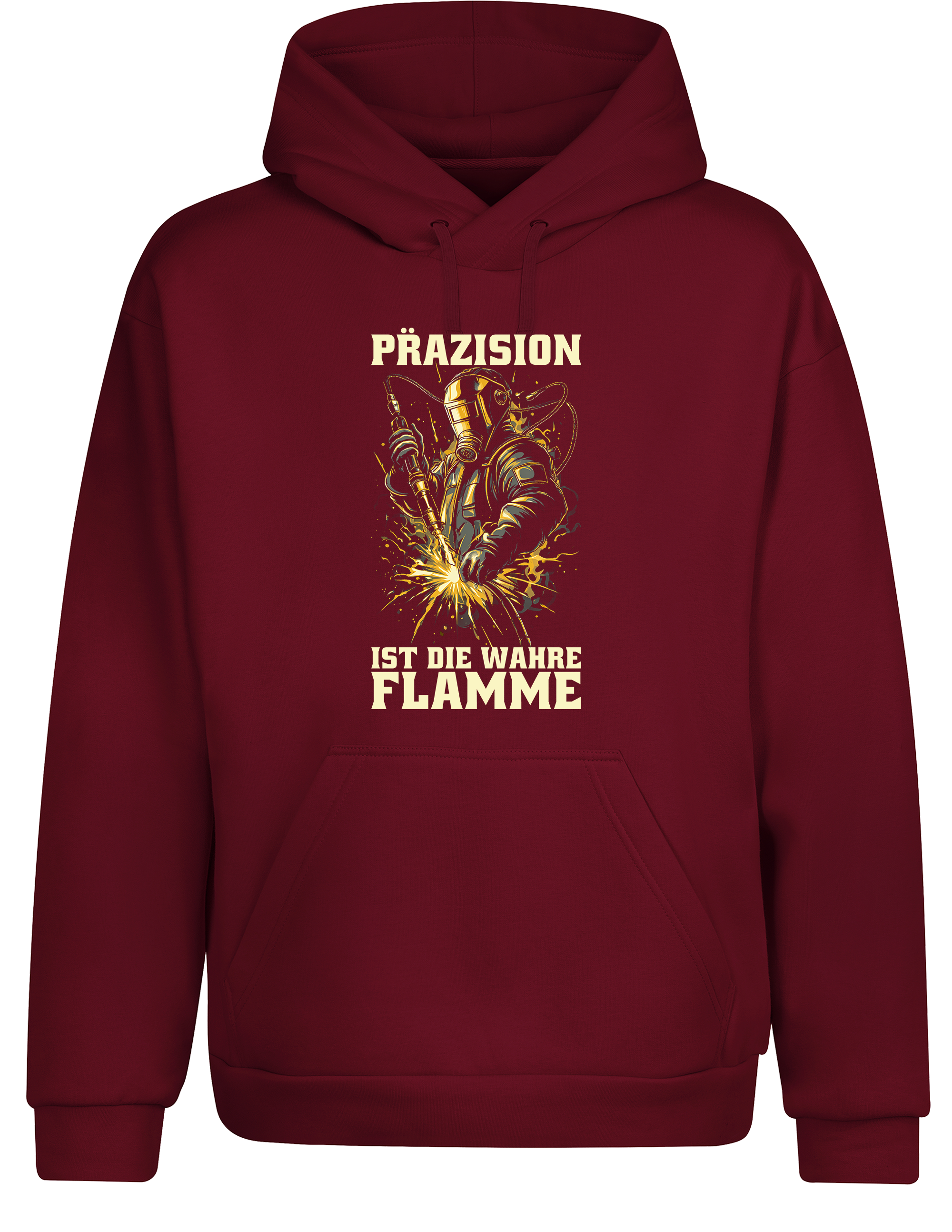 Präzision ist die wahre Flamme – Hoodie im Retro Stil | Lustiger Kapuzenpullover für Schweißer, Metallbauer & Handwerker