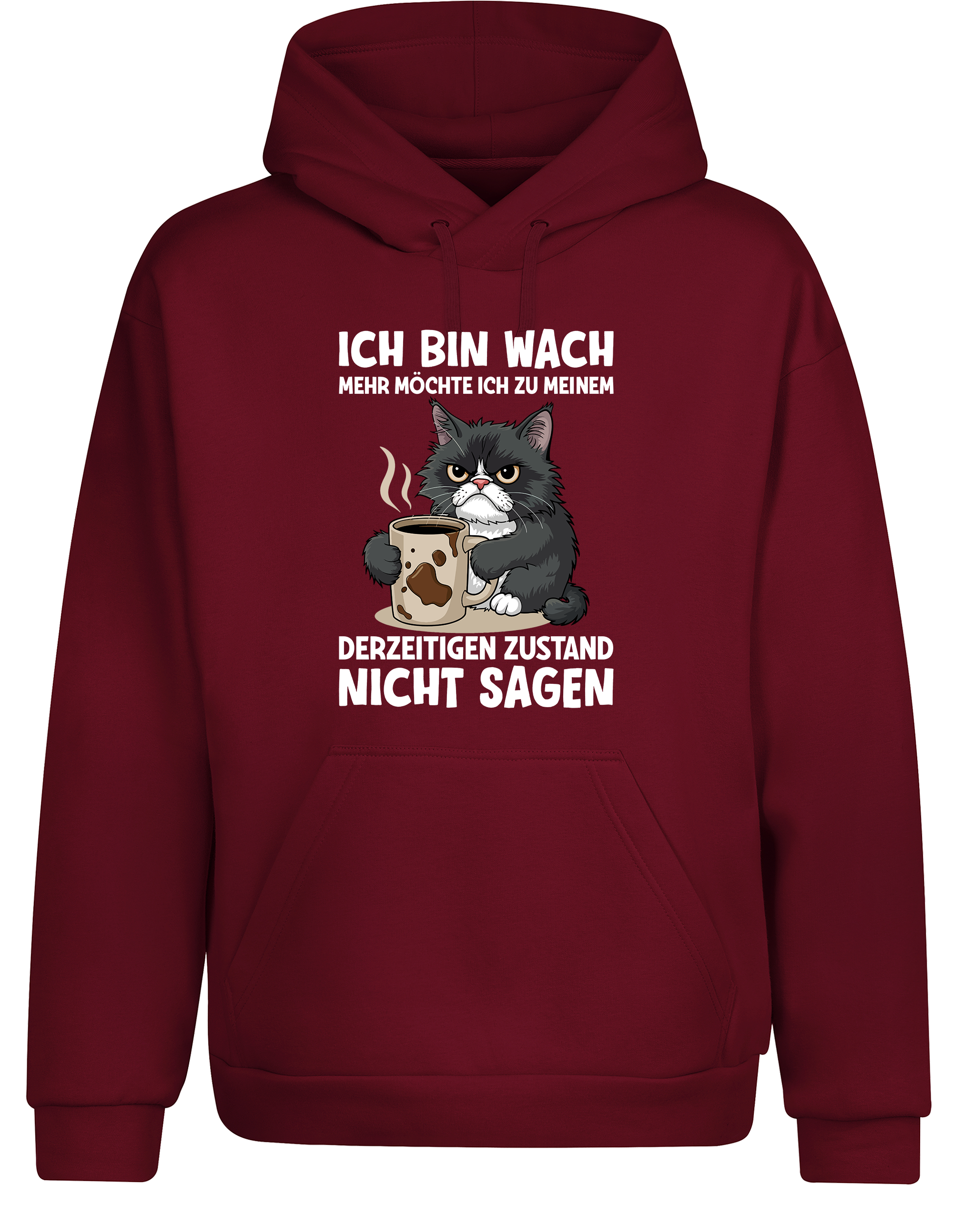 Unisex Hoodie „Ich bin wach – mehr nicht“ | Lustiger Kaffee-&-katze Hoodie für Morgenmuffel