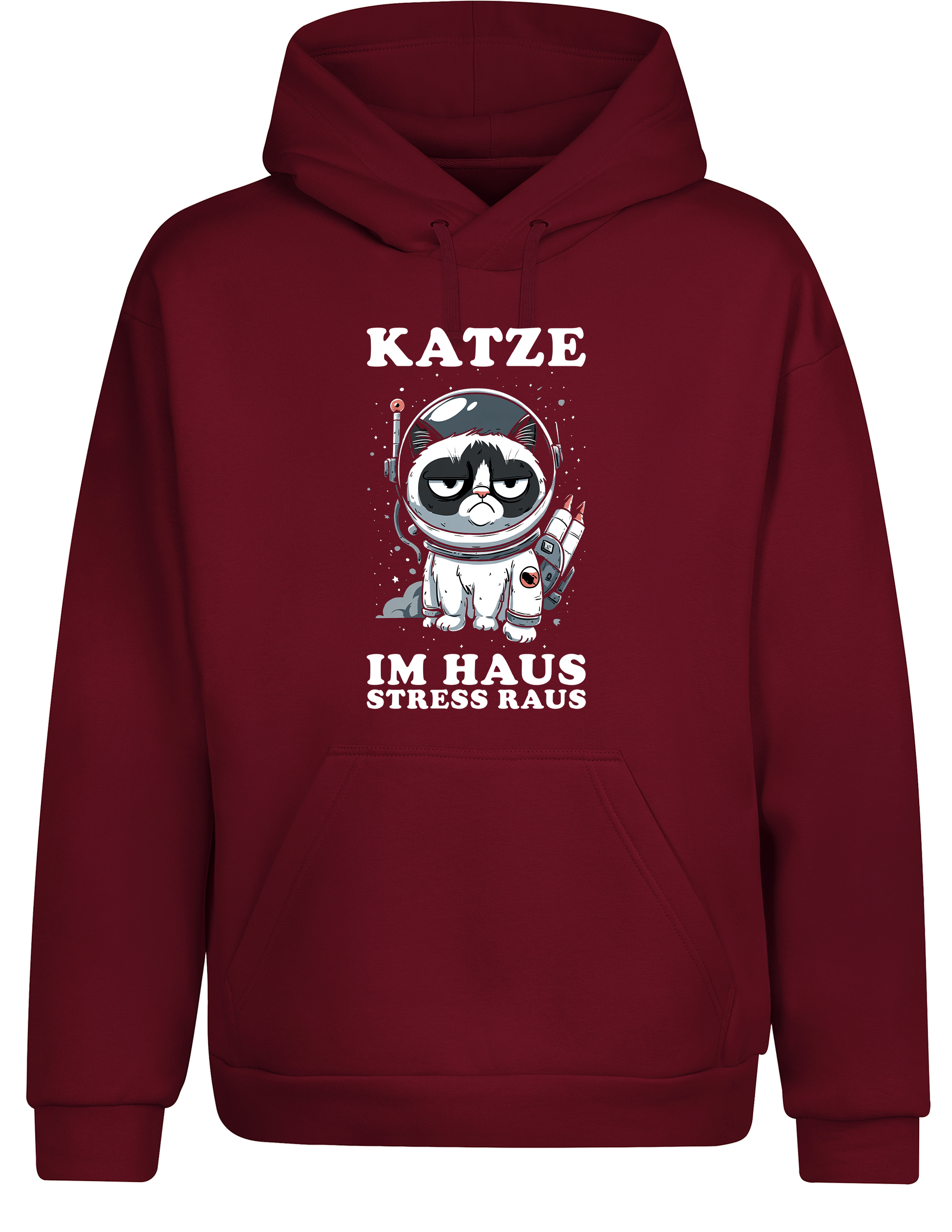 Katze im Haus, Stress raus – Hoodie im Retro-Stil | Perfekter Kapuzenpullover für Katzenliebhaber, Alltag, Freizeit & als Geschenkidee