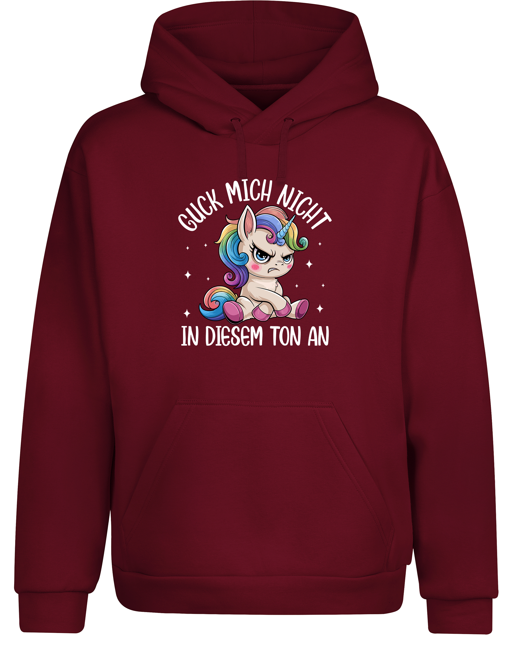 Cozy Hoodie „Guck mich nicht in diesem Ton an“ | Lustiger Einhorn Kapuzenpullover für Erwachsene