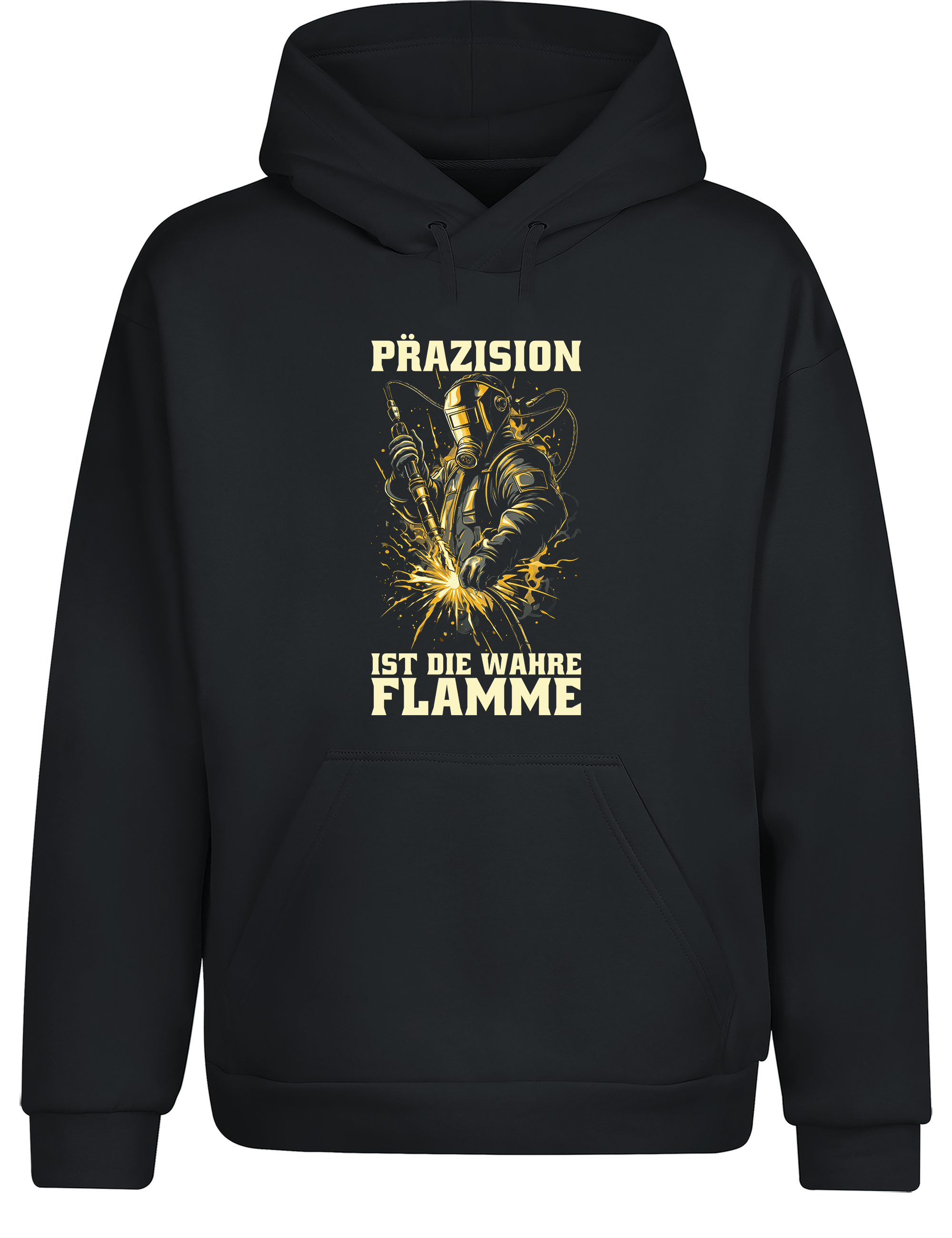Präzision ist die wahre Flamme – Hoodie im Retro Stil | Lustiger Kapuzenpullover für Schweißer, Metallbauer & Handwerker