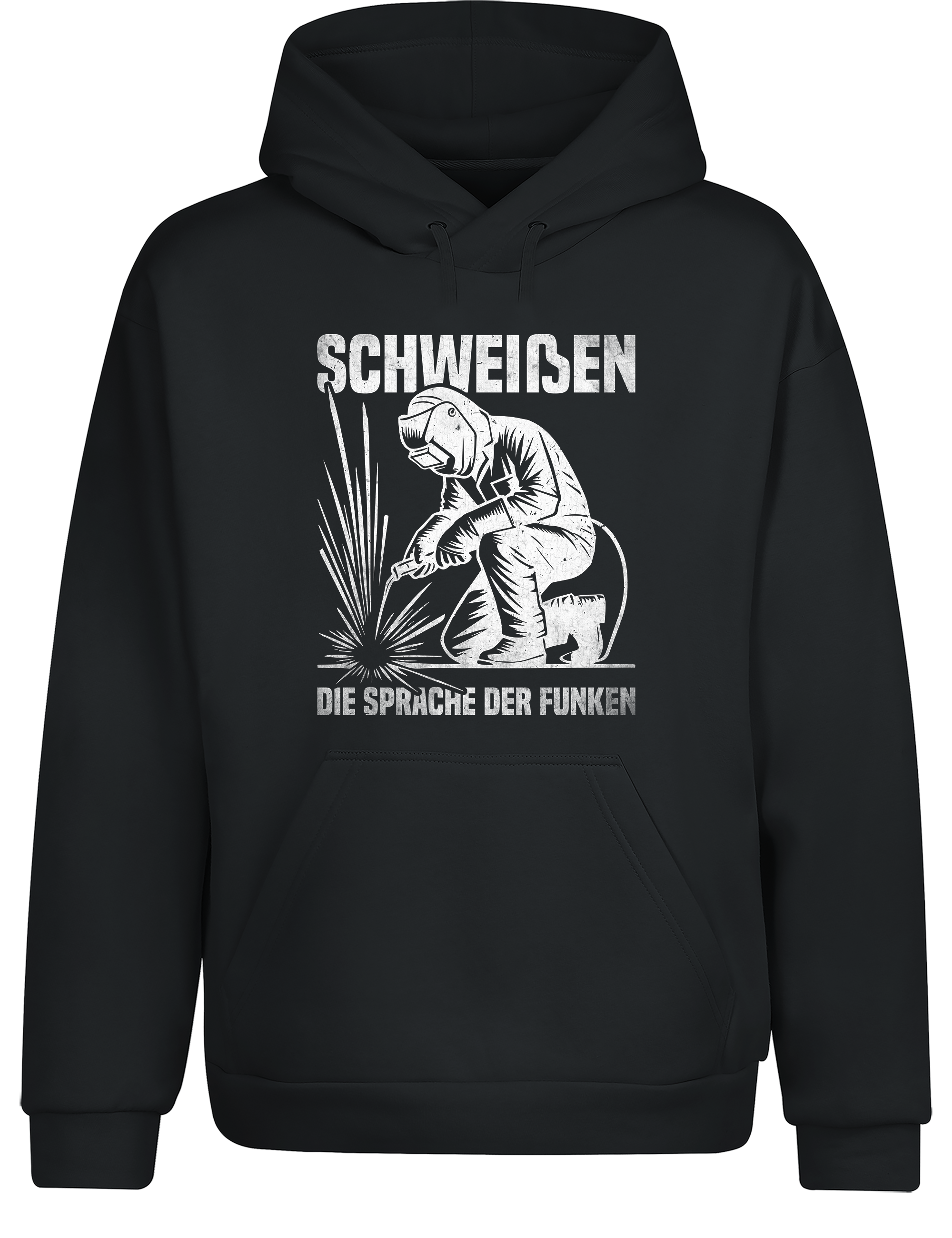 Schweißen – die Sprache der Funken – Hoodie im Retro Stil | Lustiger Kapuzenpullover für Schweißer, Metallbauer & Handwerker