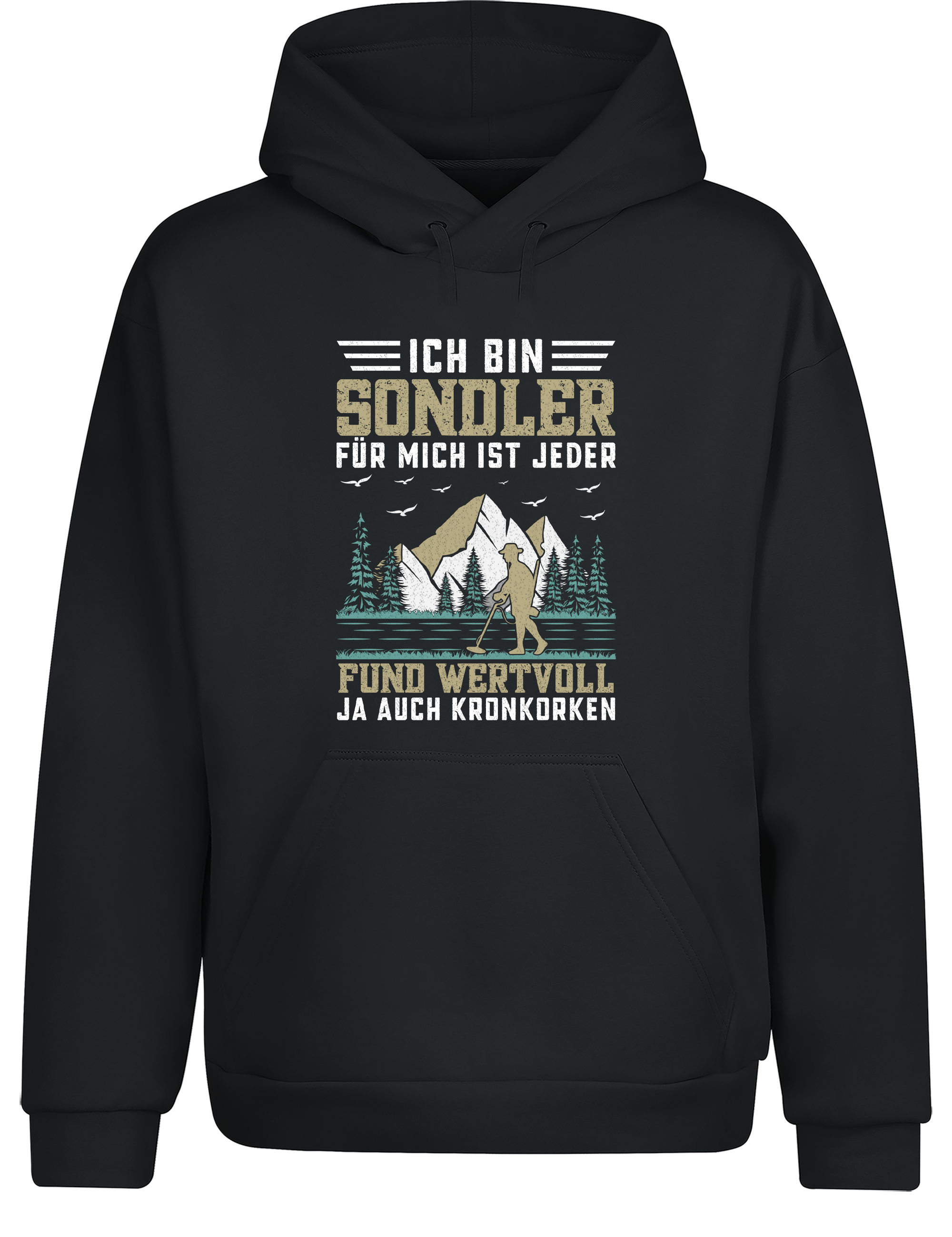 Ich bin Sondler – für mich ist jeder Fund wertvoll (ja, auch Kronkorken) – Hoodie im Retro Stil | Lustiger Kapuzenpullover für Schatzsucher, Sondeln & Freizeit