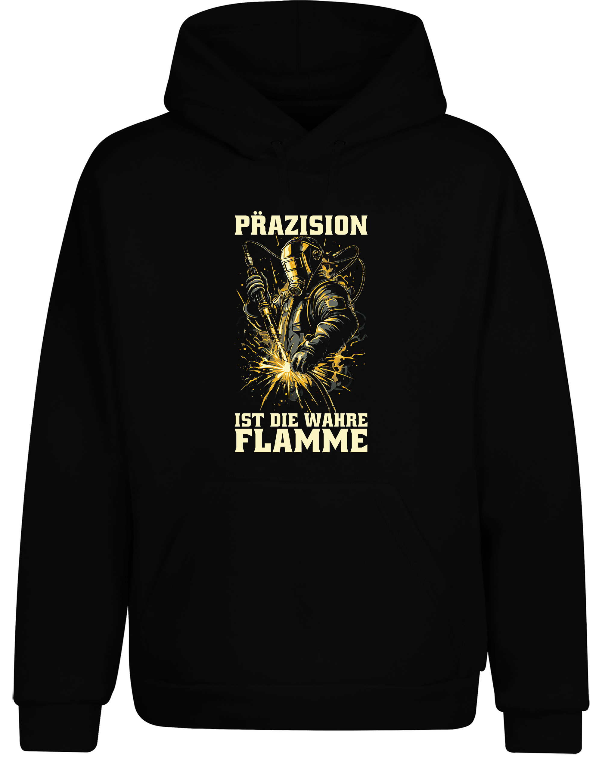 Präzision ist die wahre Flamme – Hoodie im Retro Stil | Lustiger Kapuzenpullover für Schweißer, Metallbauer & Handwerker