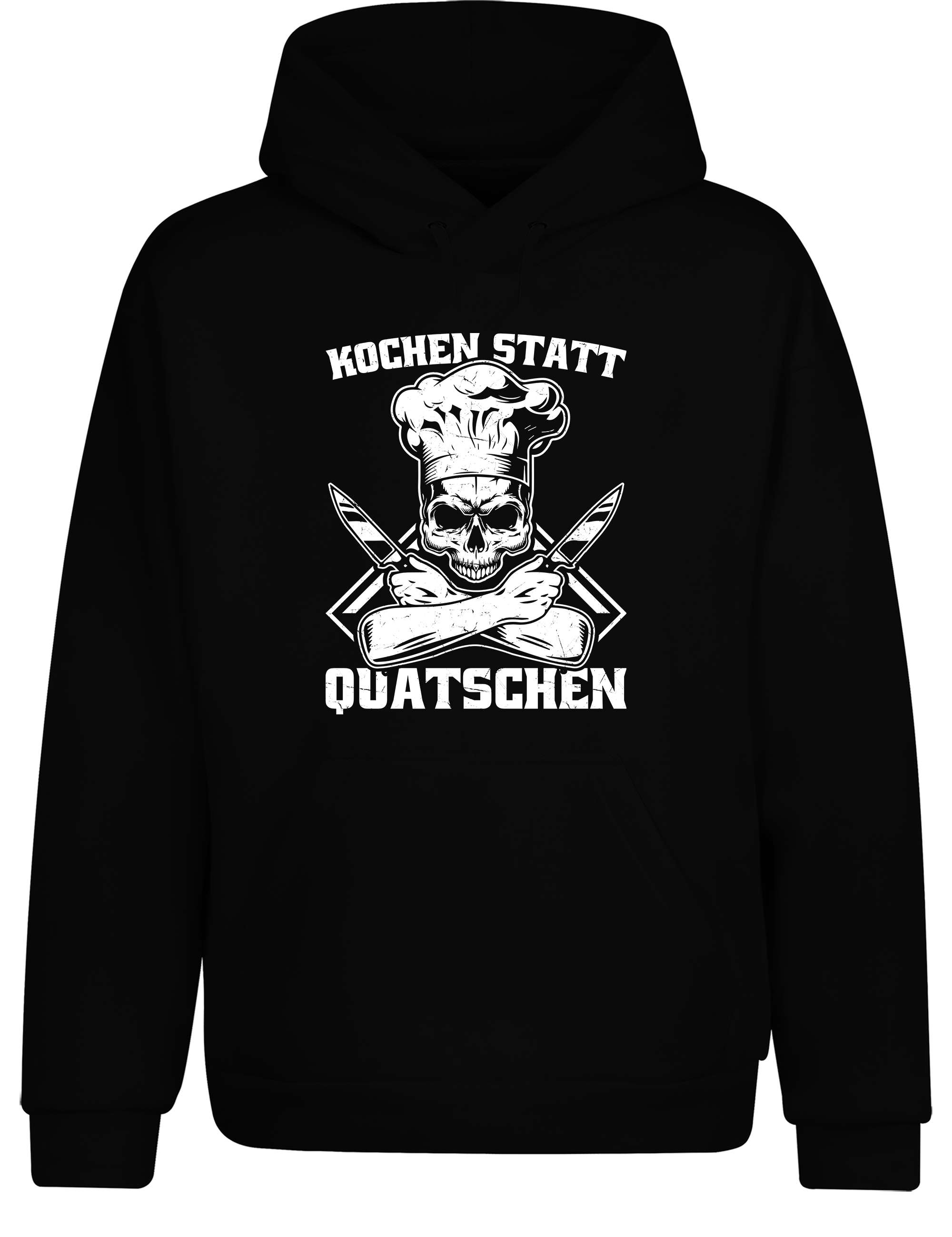 Unisex Hoodie „Kochen statt Quatschen“ | Lustiger Koch Hoodie mit Skull Design