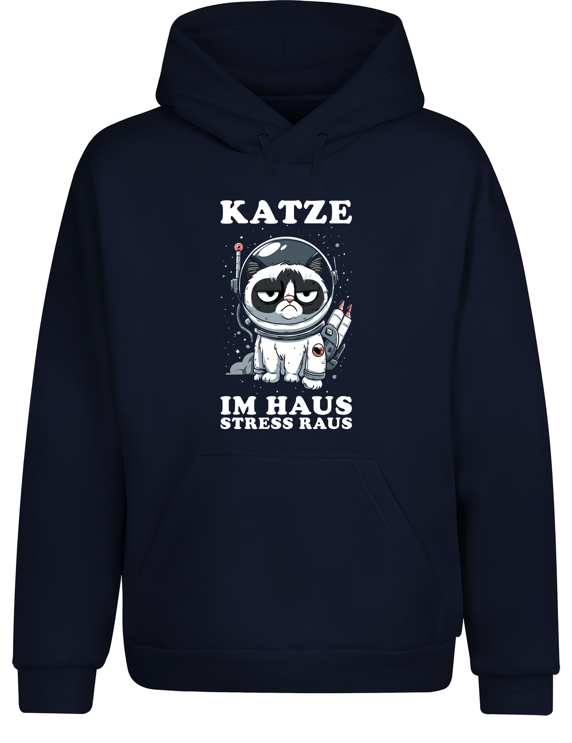 Katze im Haus, Stress raus – Hoodie im Retro-Stil | Perfekter Kapuzenpullover für Katzenliebhaber, Alltag, Freizeit & als Geschenkidee