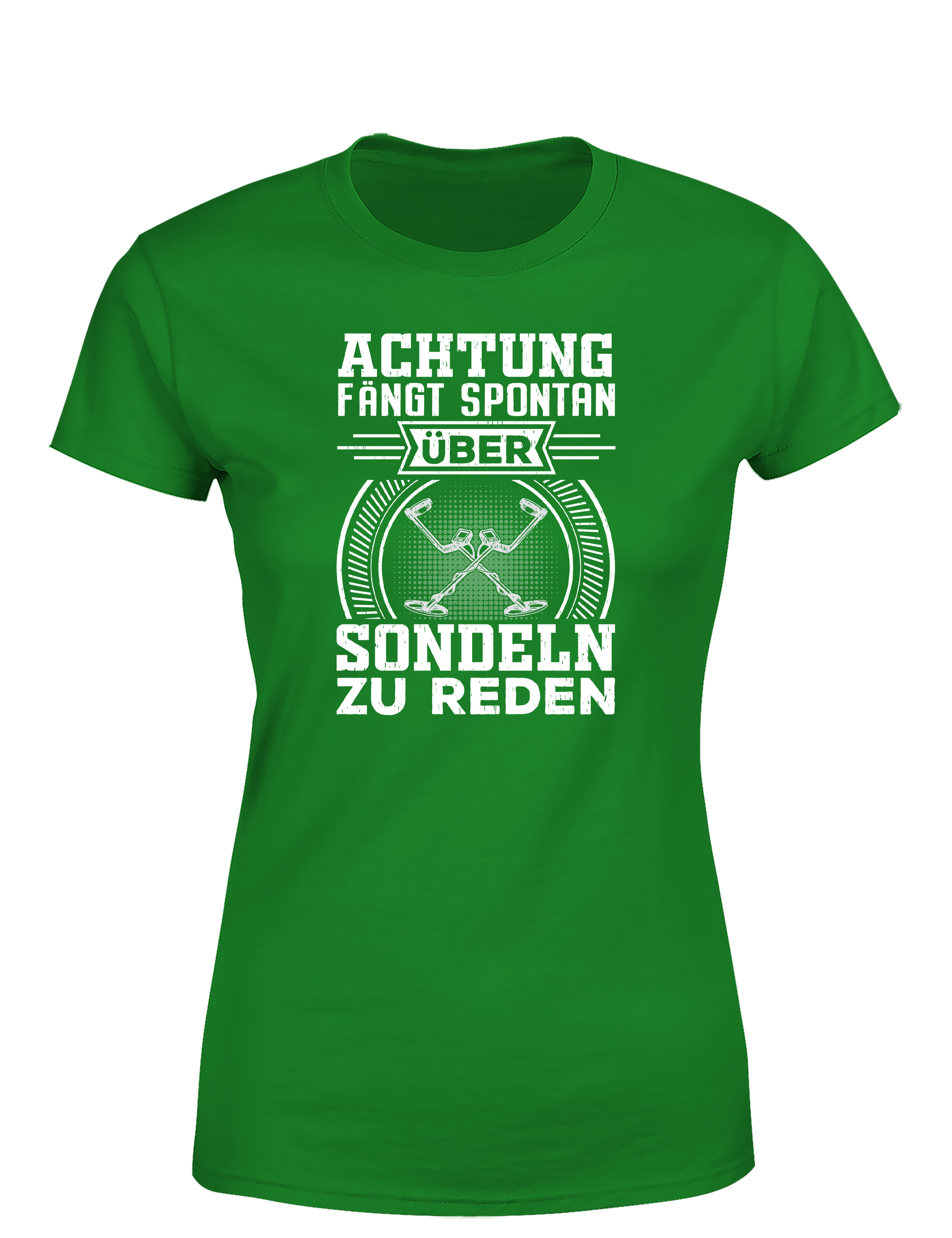 Achtung! Fange spontan an über Sondeln zu reden – Damen T-Shirt im Retro Stil | Lustiges Shirt für Schatzsucherinnen, Freizeit & Geschenkidee