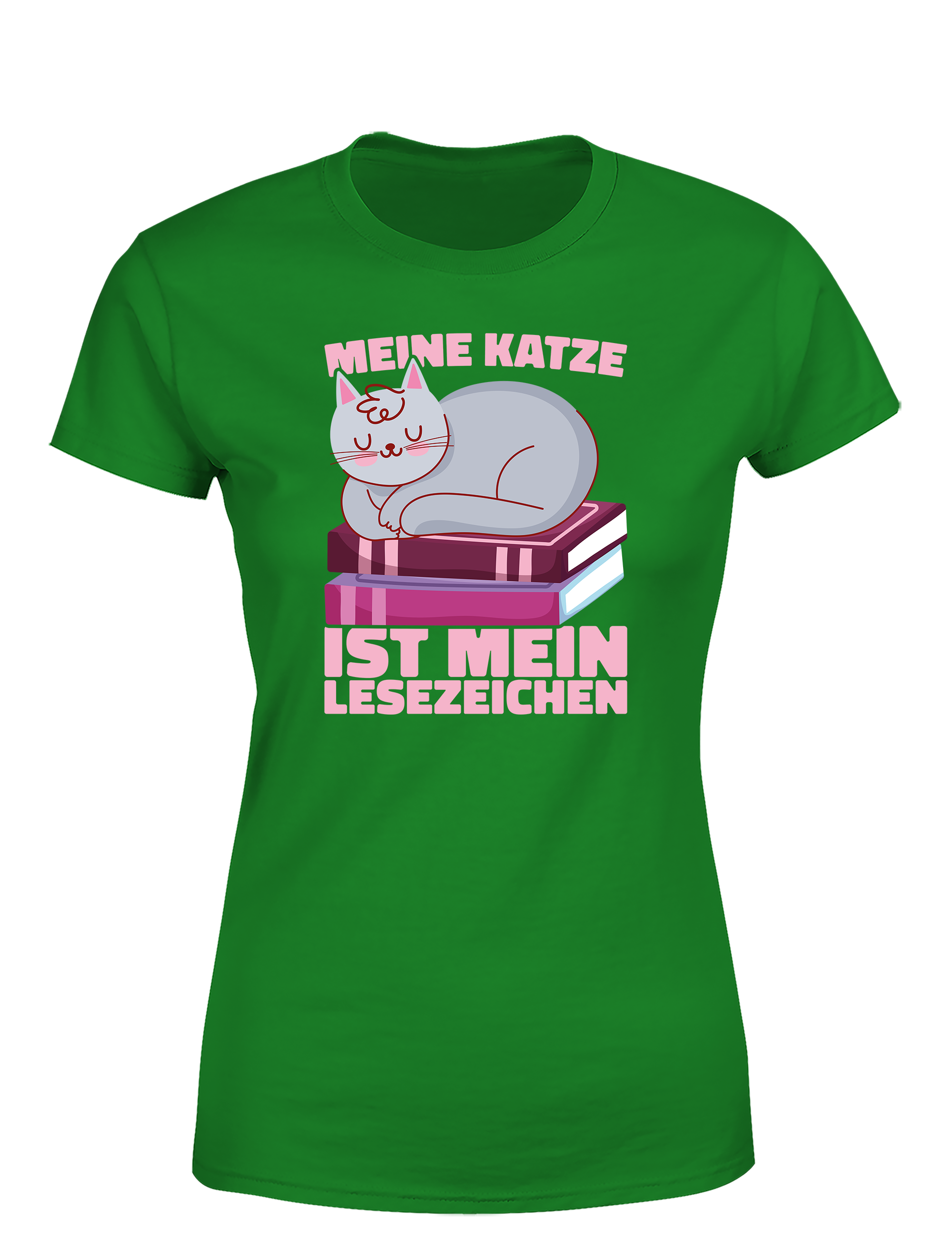 Meine Katze ist mein Lesezeichen – Damen T-Shirt im Retro Stil | Perfektes Damen Shirt für Katzenliebhaberinnen, Leseratten & Geschenkidee