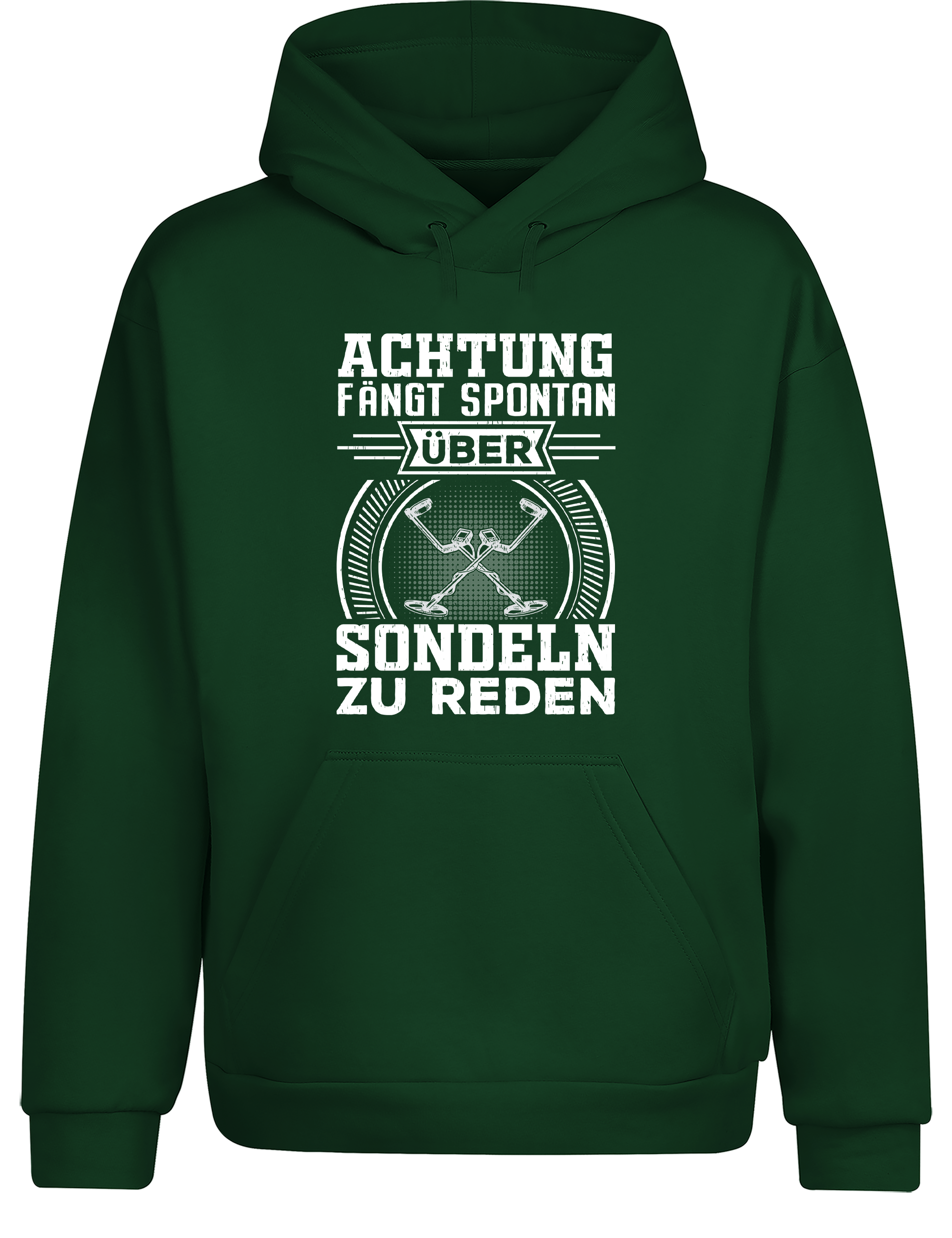 Achtung! Fange spontan an über Sondeln zu reden – Hoodie im Retro Stil | Lustiger Kapuzenpullover für Schatzsucher, Hobby-Sondler & Freizeit