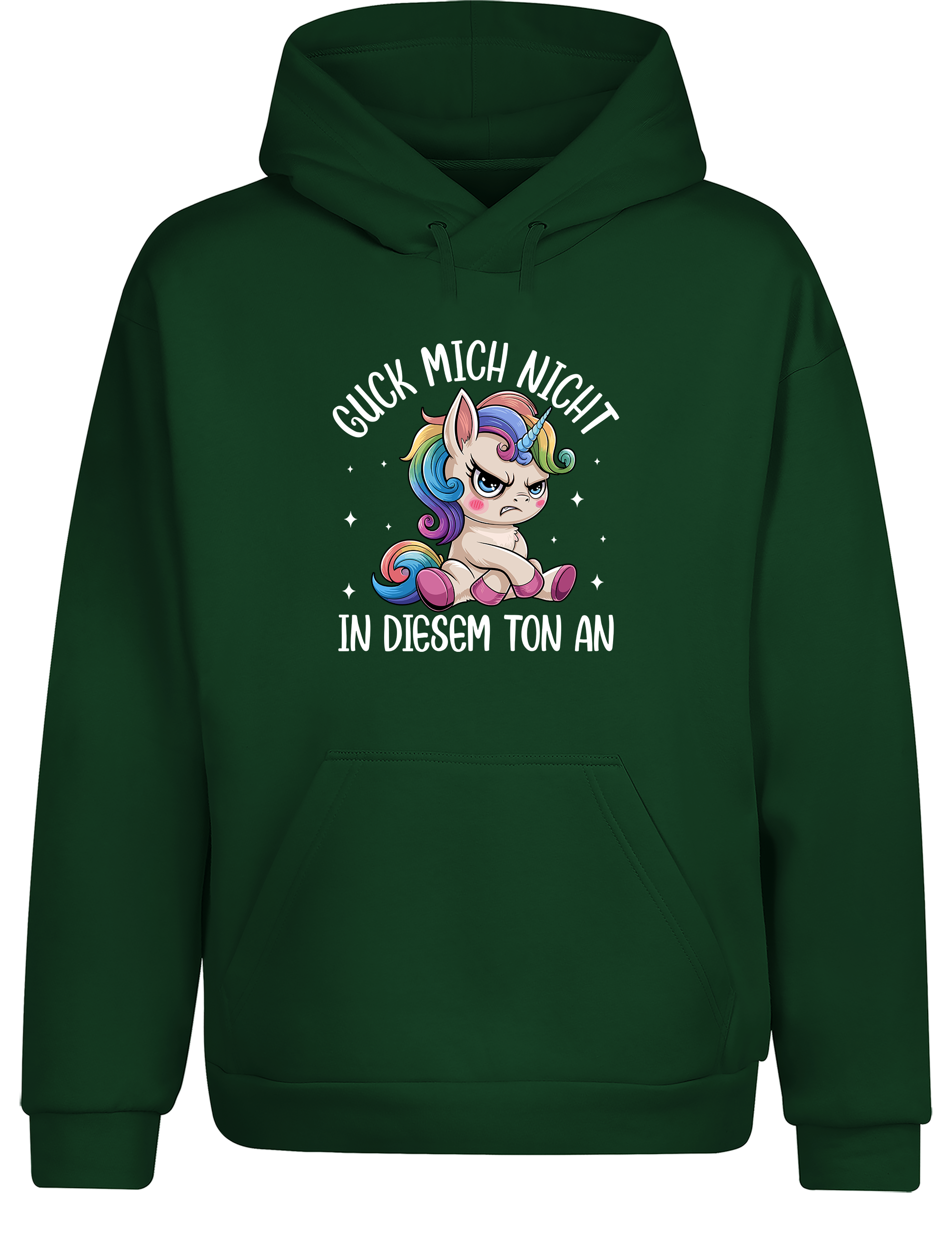 Cozy Hoodie „Guck mich nicht in diesem Ton an“ | Lustiger Einhorn Kapuzenpullover für Erwachsene