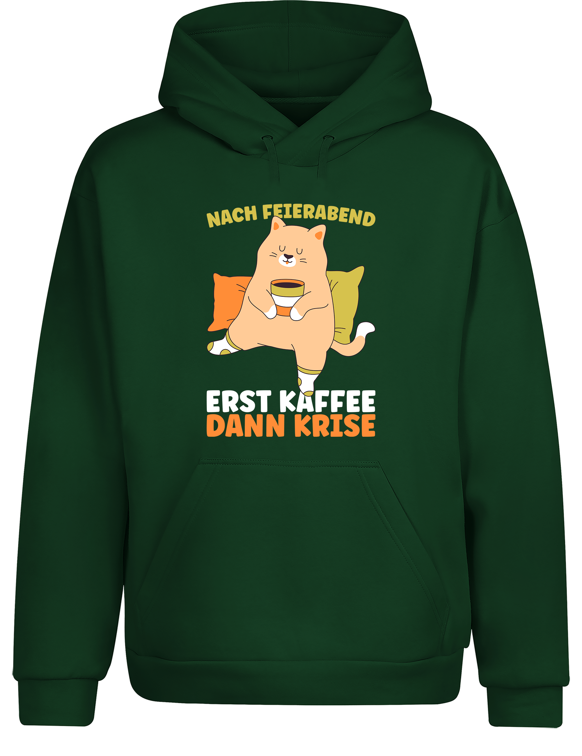 Feierabend Humor – Hoodie „Erst Kaffee, dann Krise“ | Lustiger Kapuzenpullover für Kaffeeliebhaber & Couch-Abenteuer