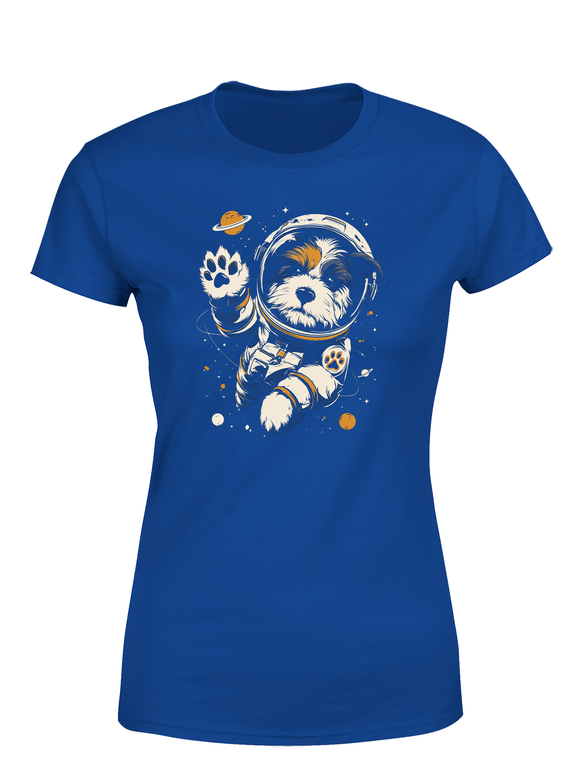 Damen T-Shirt Astronaut Hund im Weltall | Süßes Space Hunde Shirt für Hundeliebhaber