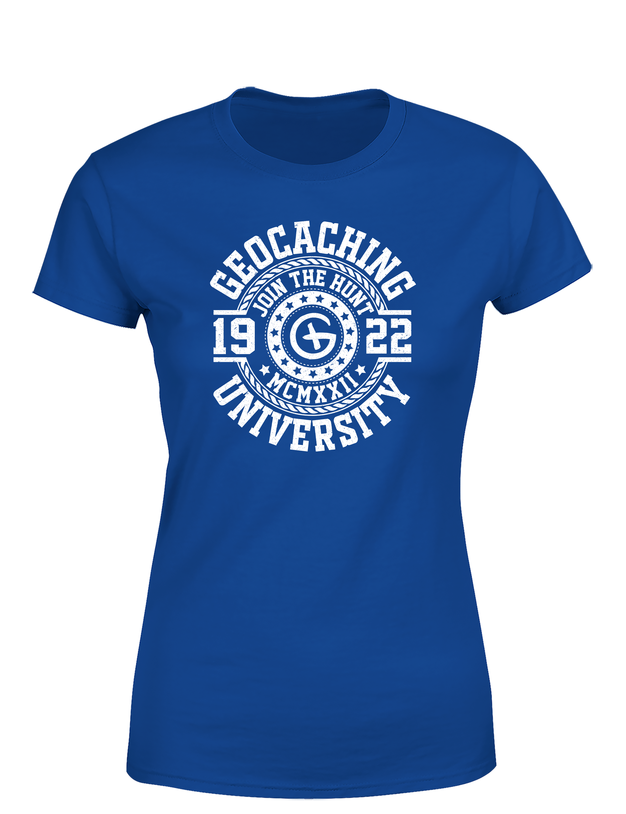 Geocaching University – Damen T-Shirt im Retro College Stil | Lustiges Geocacher Shirt für Schatzsucherinnen & Outdoor-Fans