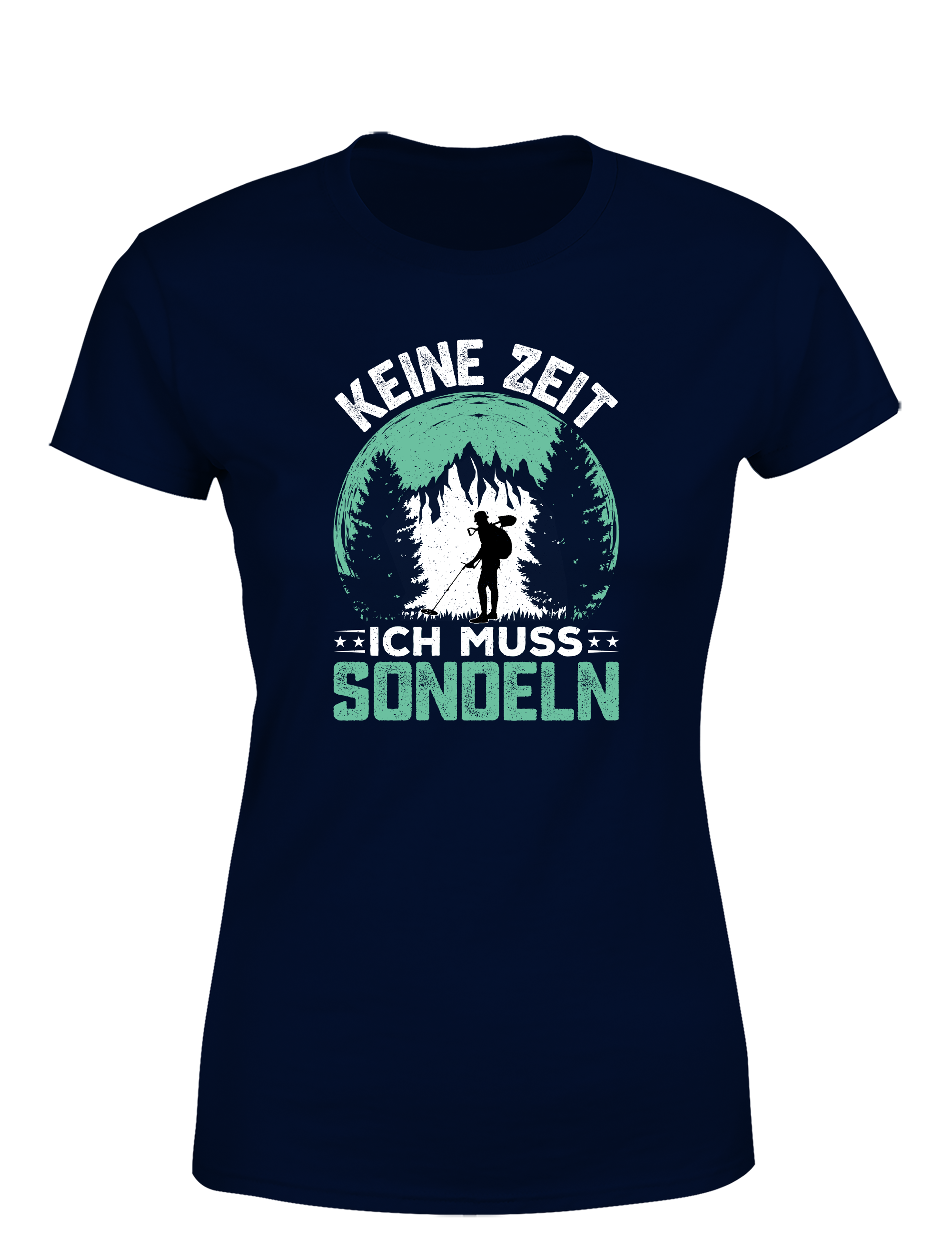 Kein Zeit, ich muss sondeln – Damen T-Shirt im Retro Stil | Lustiges Shirt für Schatzsucherinnen, Freizeit & Geschenkidee
