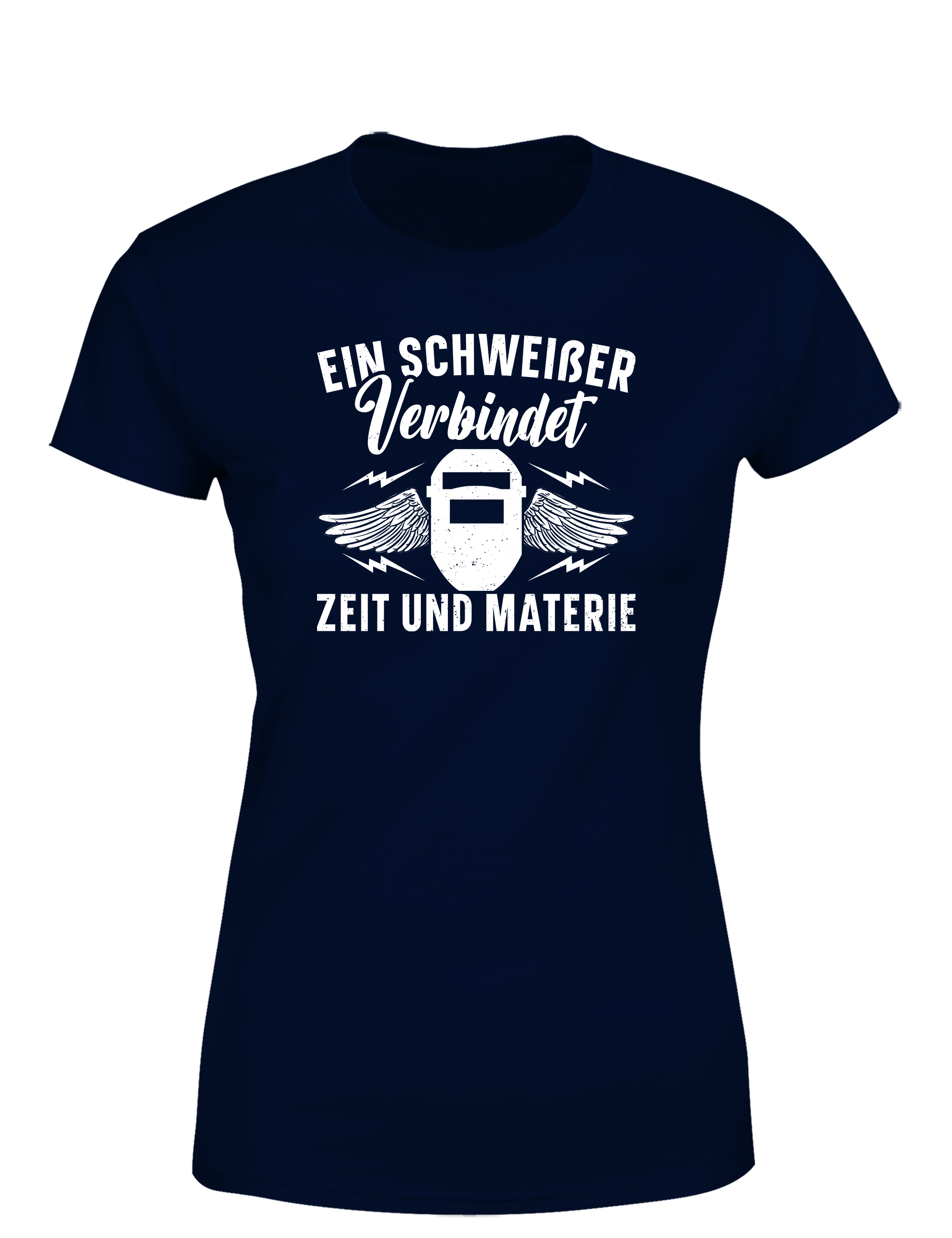 Ein Schweißer verbindet Zeit und Materie – Damen T-Shirt im Retro Stil | Lustiges Shirt für Schweißerinnen, Metallbauerinnen & Handwerkerinnen