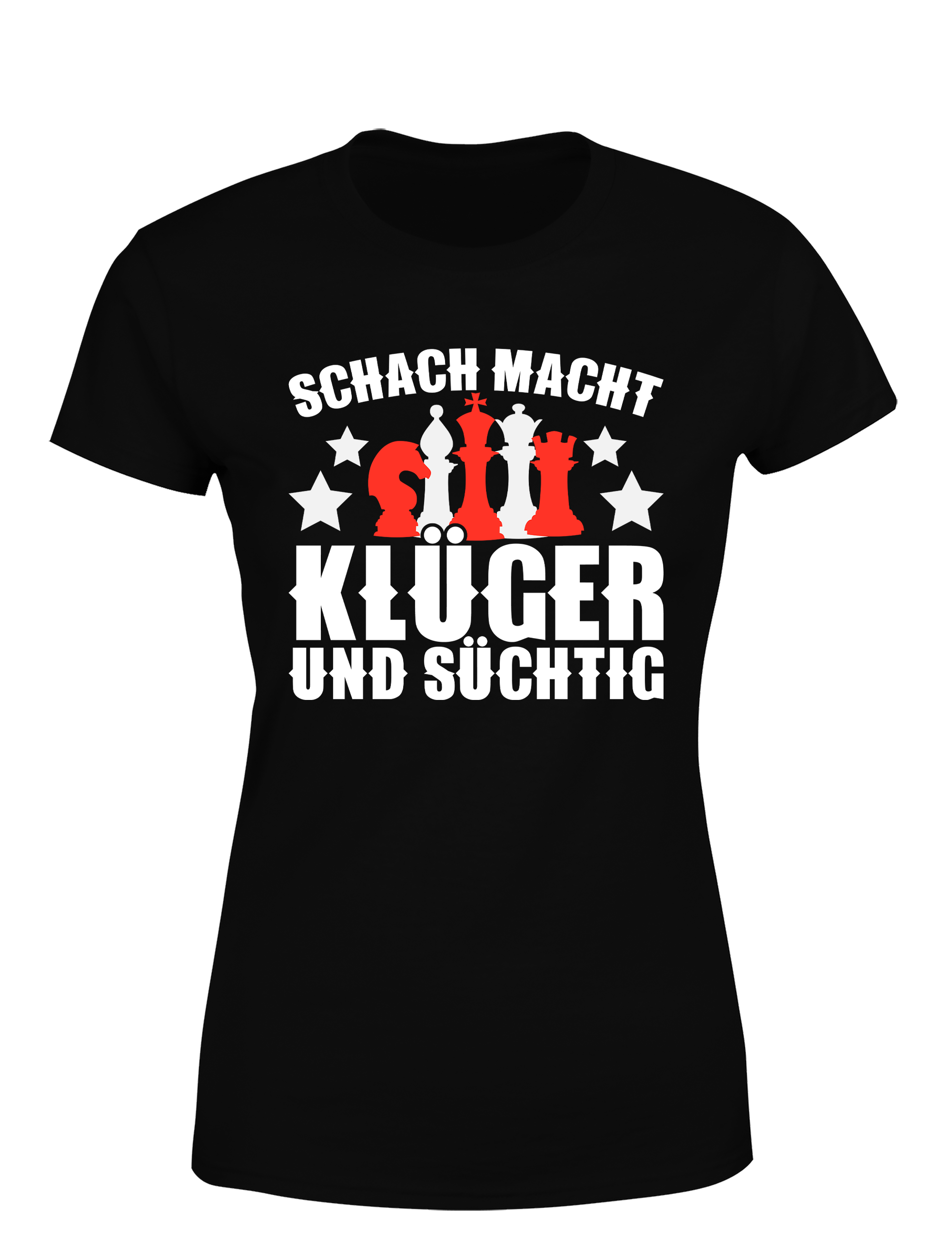Schach macht klüger und süchtig – Damen T-Shirt im Retro Stil | Perfektes Damen Shirt für Schachspieler, Turniere, Freizeit & Geschenkidee (Copie)