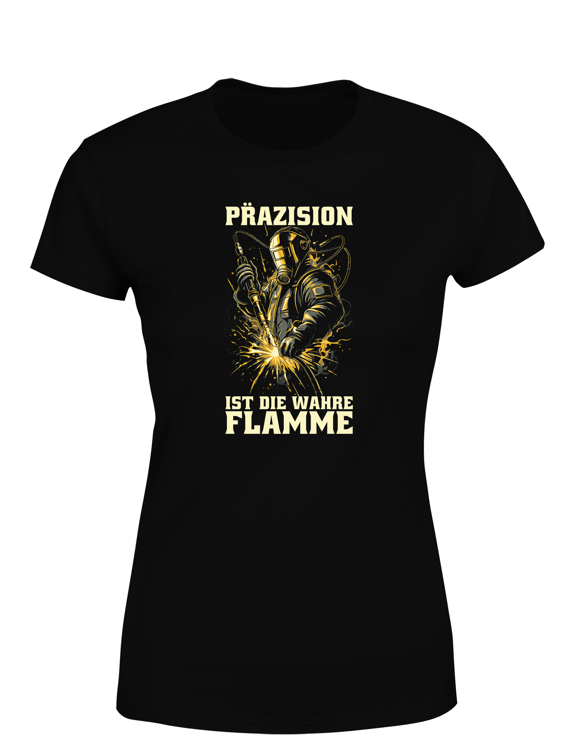 Präzision ist die wahre Flamme – Damen T-Shirt im Retro Stil | Lustiges Shirt für Schweißerinnen, Metallbauerinnen & Handwerkerinnen