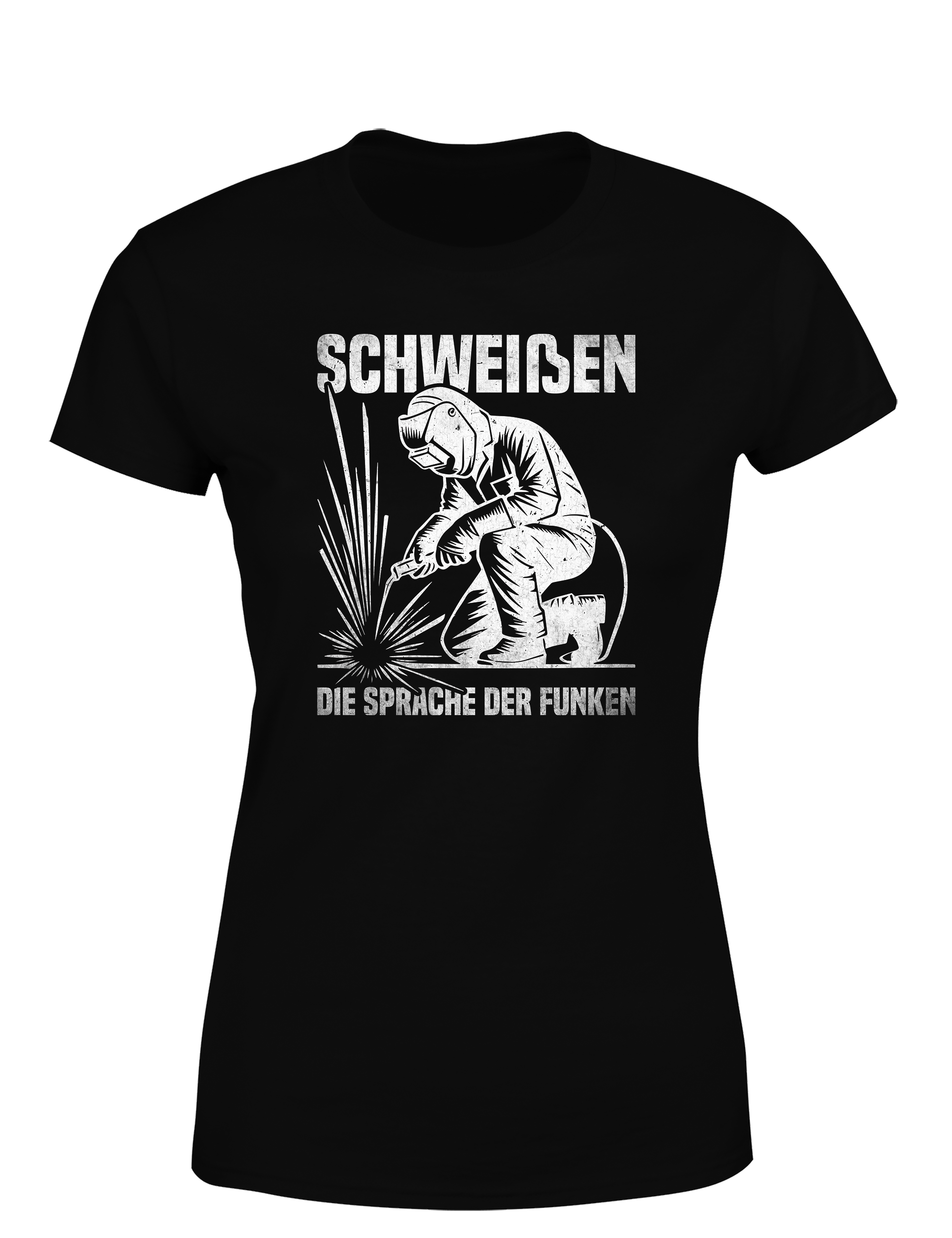 Schweißen – die Sprache der Funken – Damen T-Shirt im Retro Stil | Lustiges Shirt für Schweißerinnen, Metallbauerinnen & Handwerkerinnen