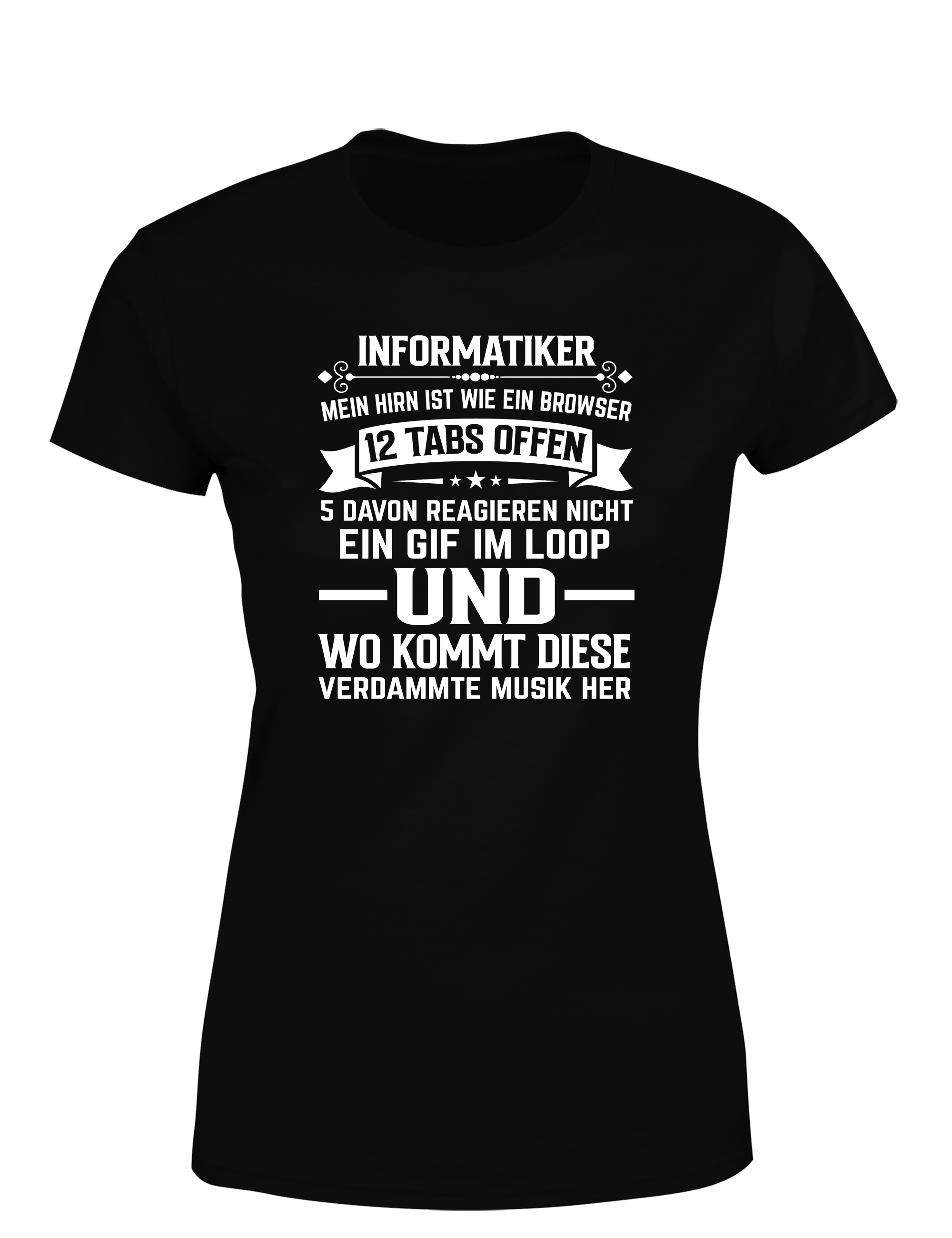 Informatiker Brain – Damen T-Shirt im Retro Stil | Lustiges Nerd Shirt für Programmiererinnen, Entwicklerinnen & IT-Fans