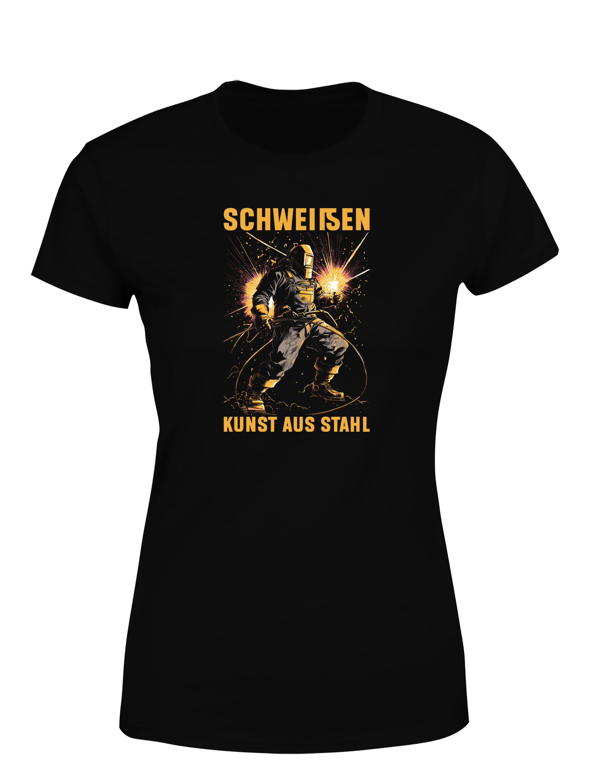 Schweißen – Kunst aus Stahl – Damen T-Shirt im Retro Stil | Lustiges Shirt für Schweißerinnen, Metallbauerinnen & Handwerkerinnen