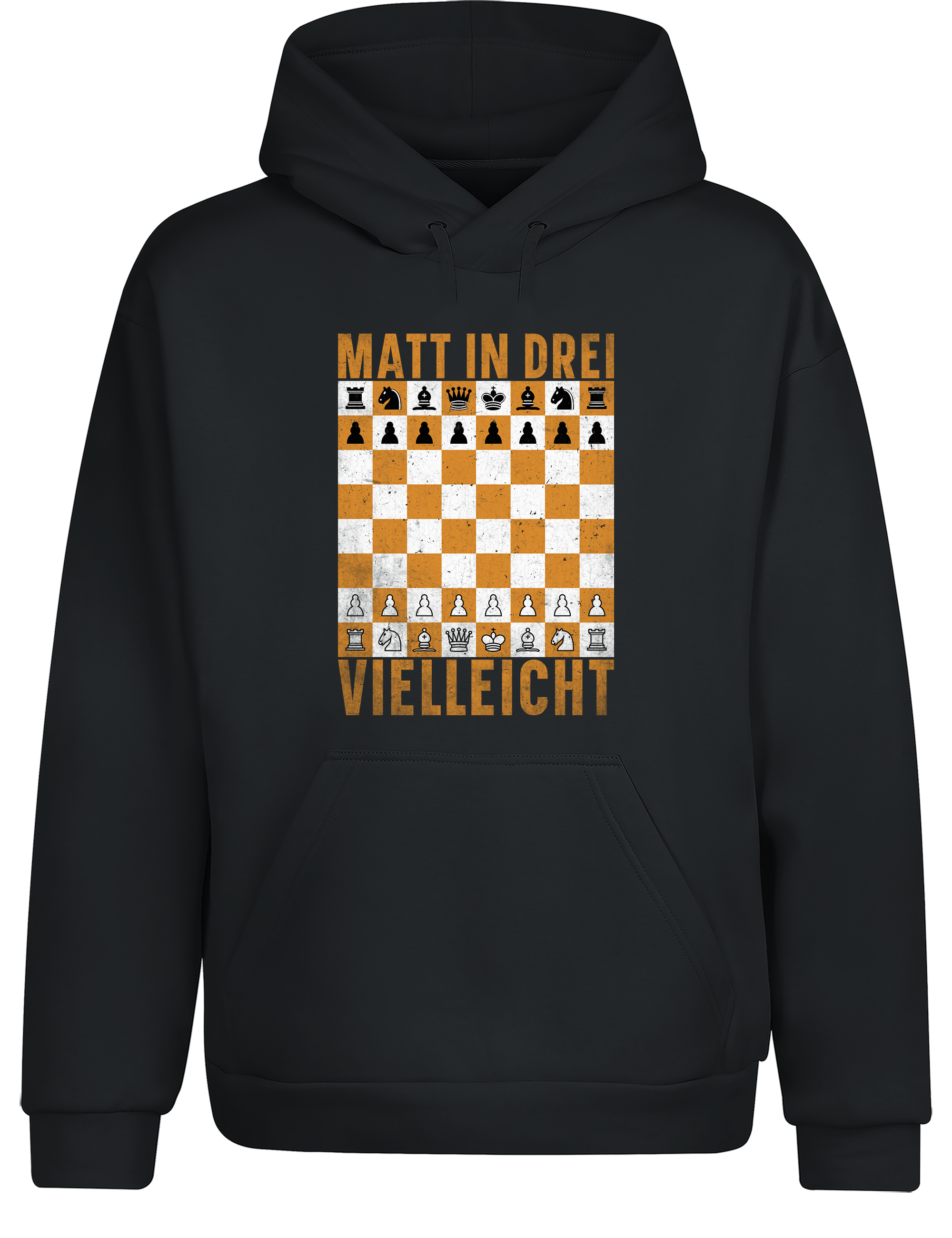 Matt in drei vielleicht – Hoodie im Retro-Stil | Perfekter Kapuzenpullover für Schachspieler, Turniere, Freizeit & als Geschenkidee