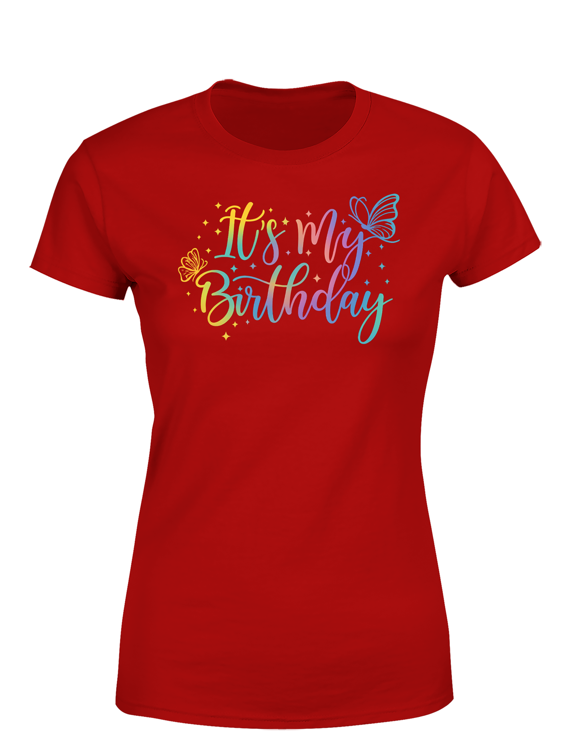 Damen T-Shirt „It’s My Birthday“ | Buntes Geburtstag Shirt mit Schmetterling Motiv