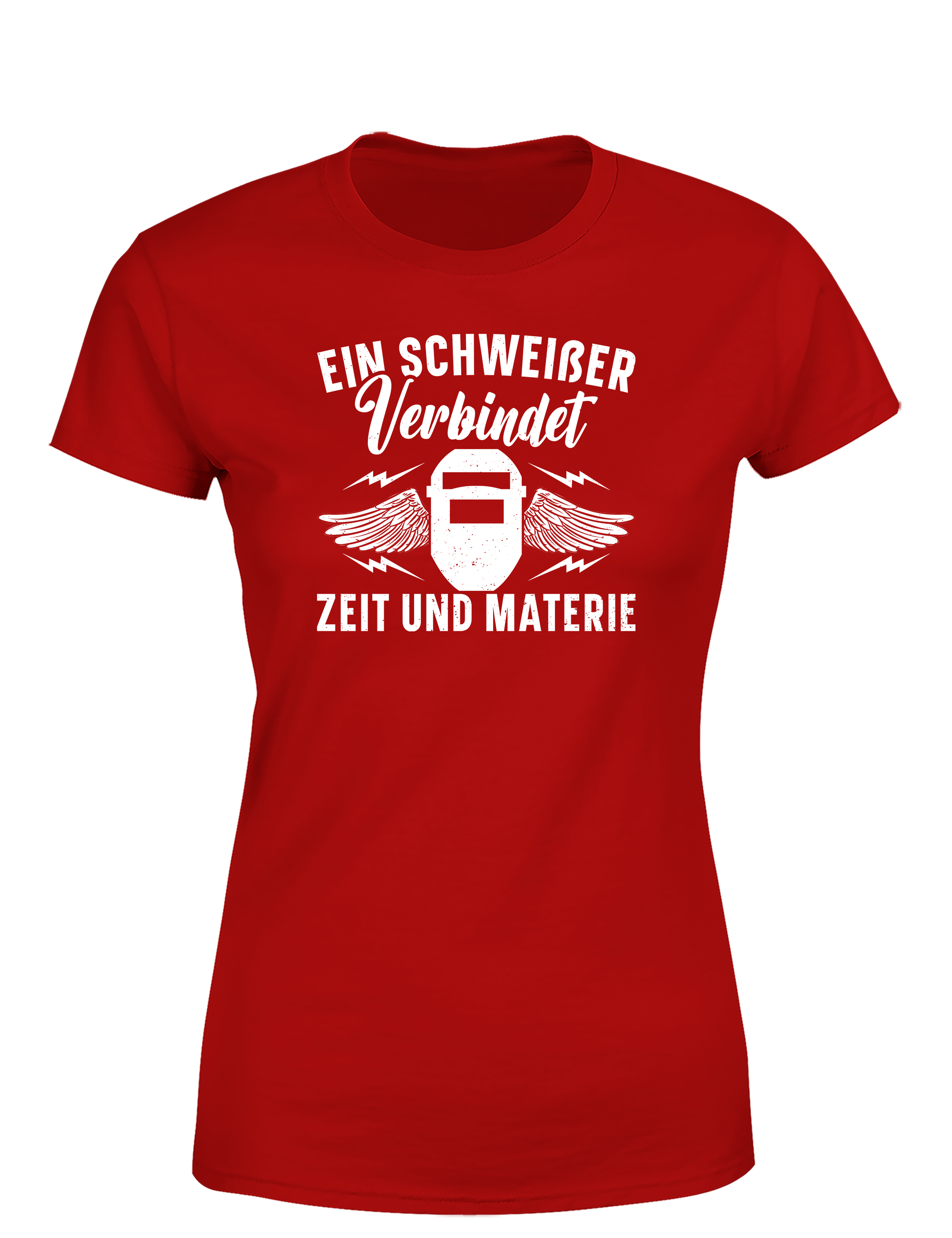Ein Schweißer verbindet Zeit und Materie – Damen T-Shirt im Retro Stil | Lustiges Shirt für Schweißerinnen, Metallbauerinnen & Handwerkerinnen