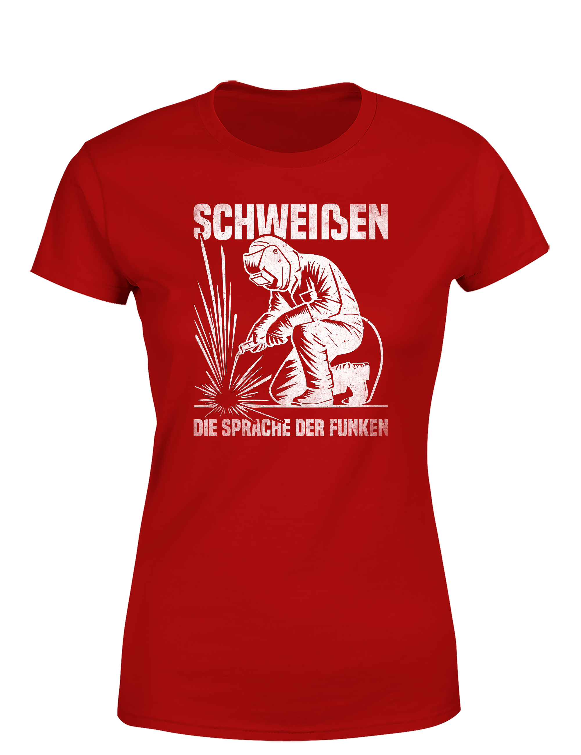 Schweißen – die Sprache der Funken – Damen T-Shirt im Retro Stil | Lustiges Shirt für Schweißerinnen, Metallbauerinnen & Handwerkerinnen