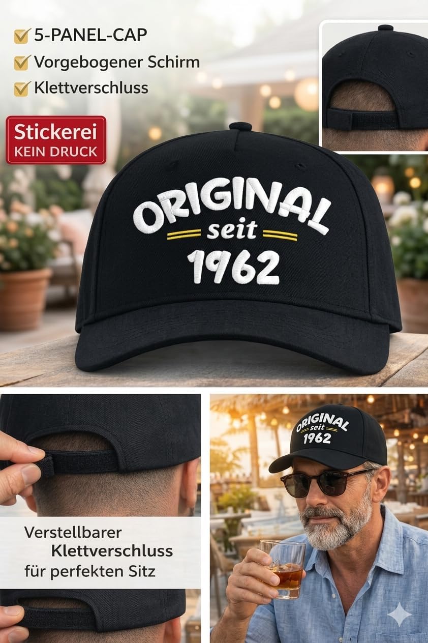 Cap runder Geburtstag 30. 40. 50. 60. 70. 80. geboren Limitierte Edition Herren Damen Frauen verstellbar 53-61 cm recycelter Polyester Original seit Jahrgang